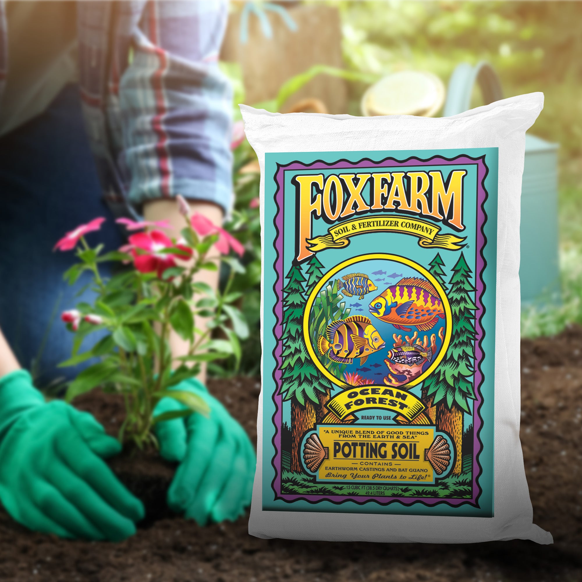 Foxfarm Ocean Forest Garden Potting Soil Bags 6.3-6.8 pH, 1.5 Cu Ft (2 Pack) - VMInnovations
