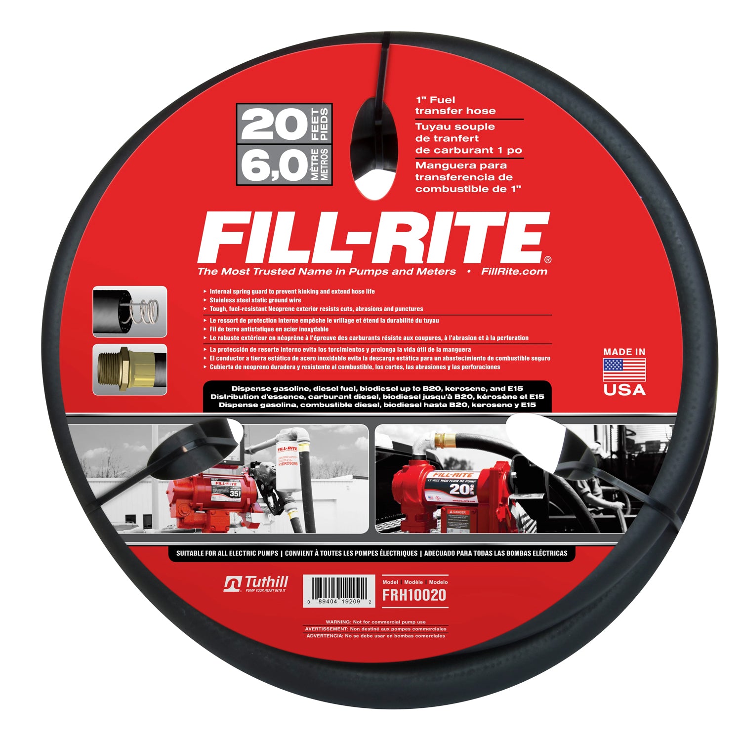 Fill-Rite 1" x 20' Discharge Hose w/ Digital Meter, Auto Nozzle (Green) & Swivel