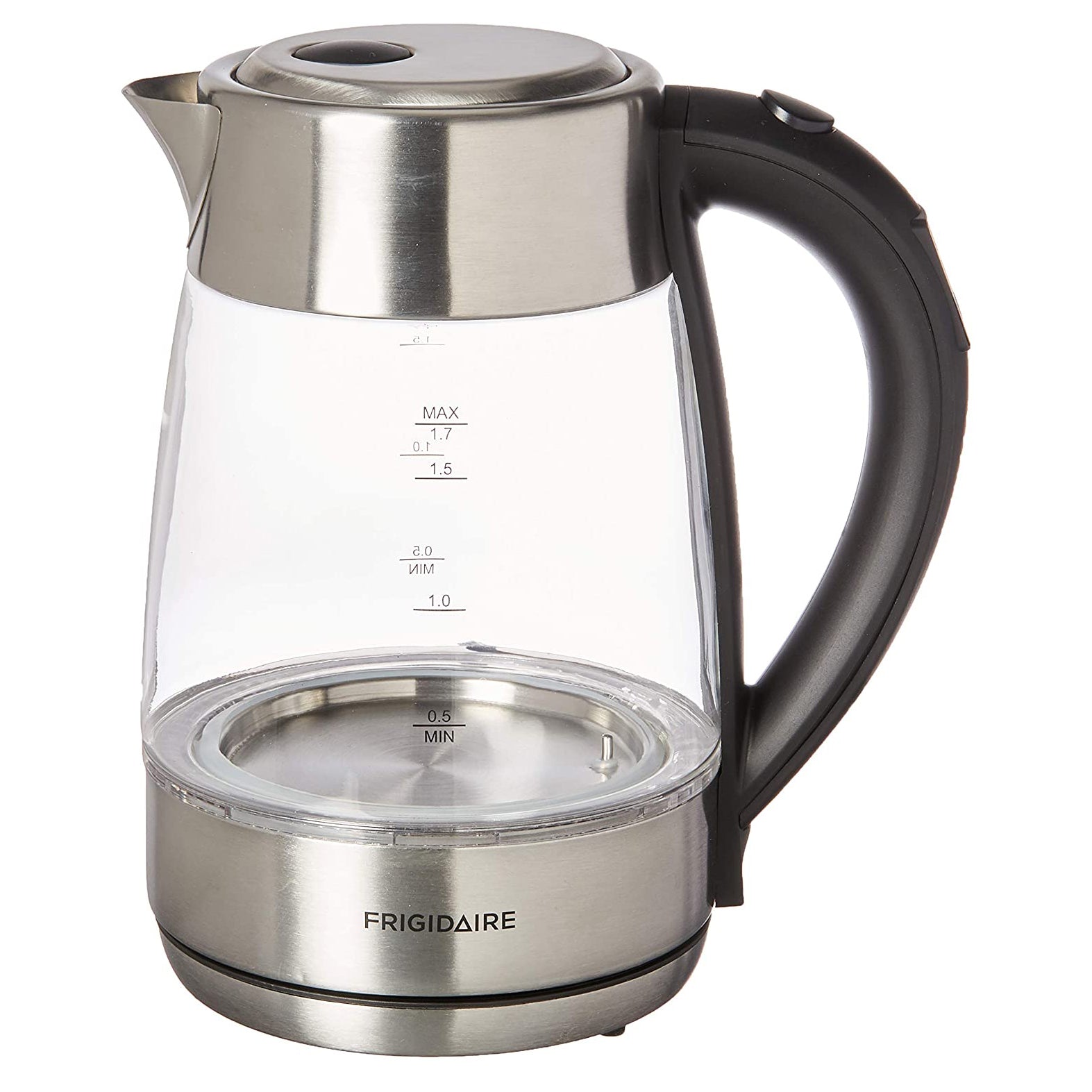 Frigidaire 1.8 Qt 1500W Cordless Glass Tea Kettle w/Digital Temp Control, Silver