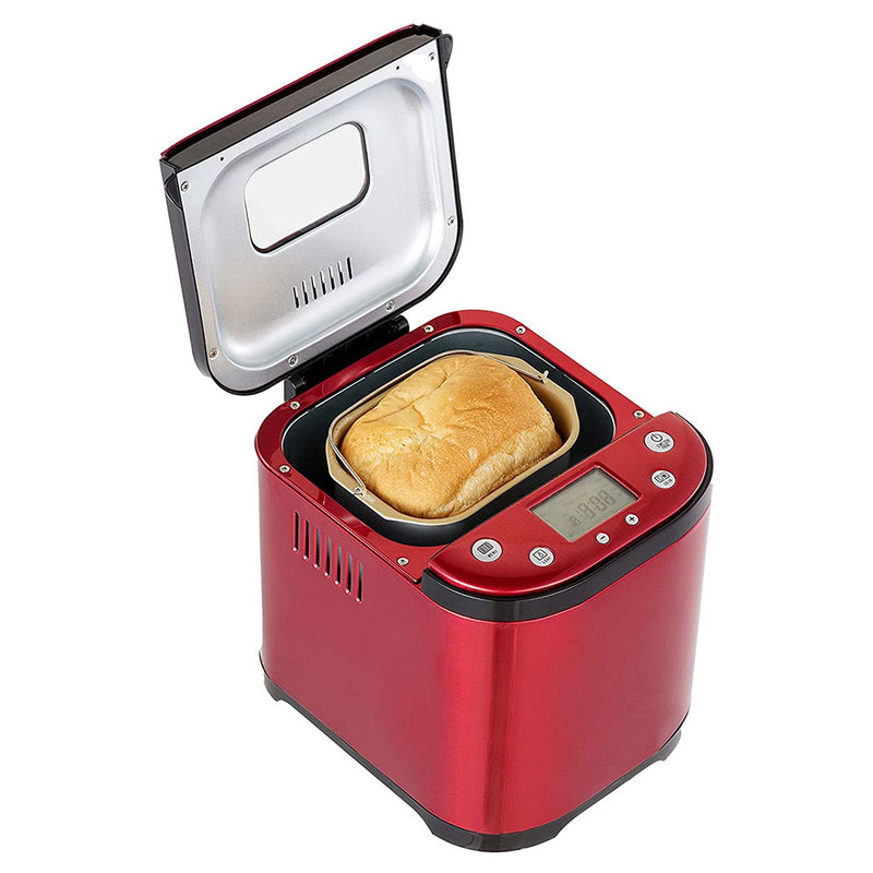 Frigidaire EBRM100 15 in 1 Retro Bread Maker with Bread Hook, Cup, & Spoon, Red