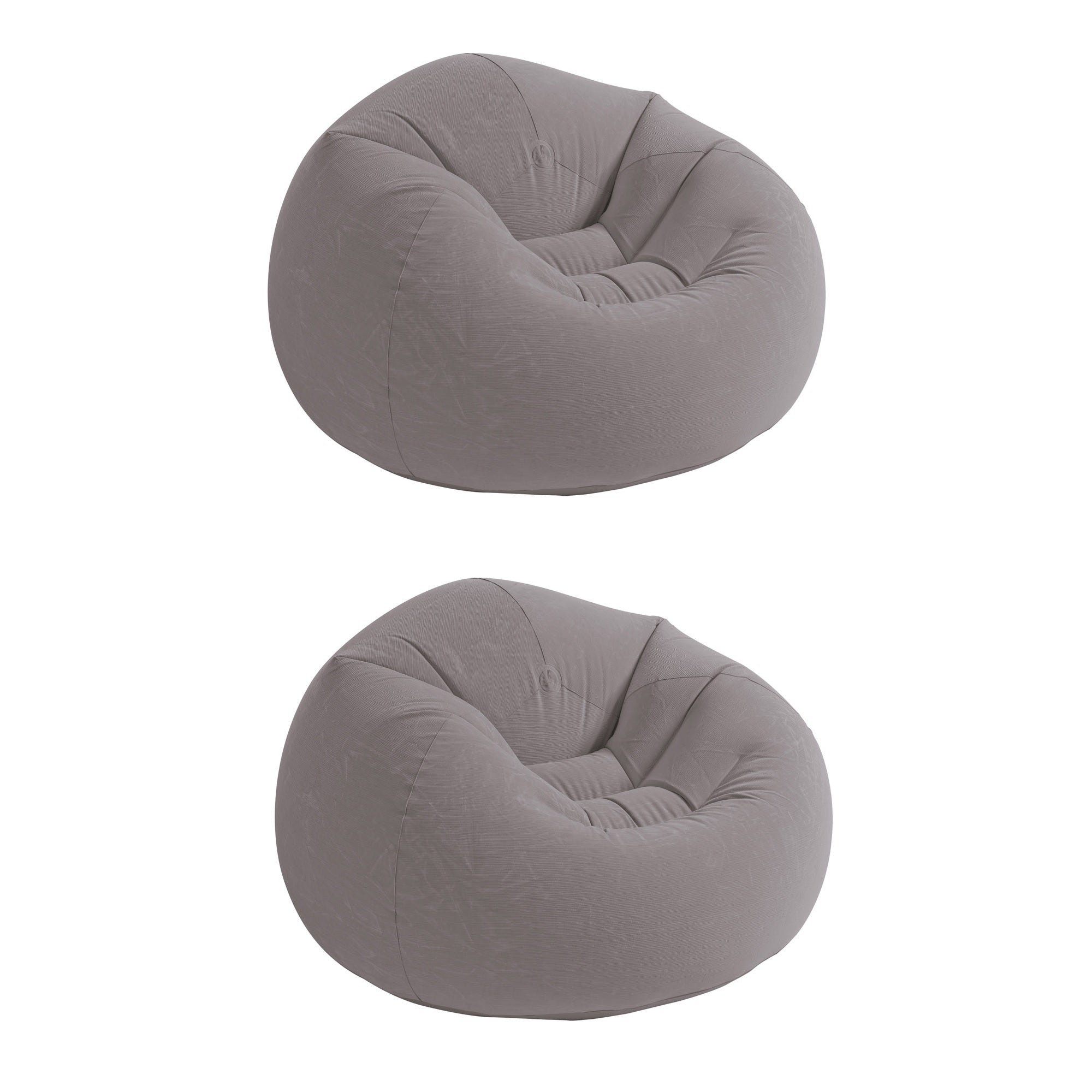 Intex Inflatable Contoured Corduroy Beanless Bag Lounge Chair, Gray (2 Pack) - VMInnovations