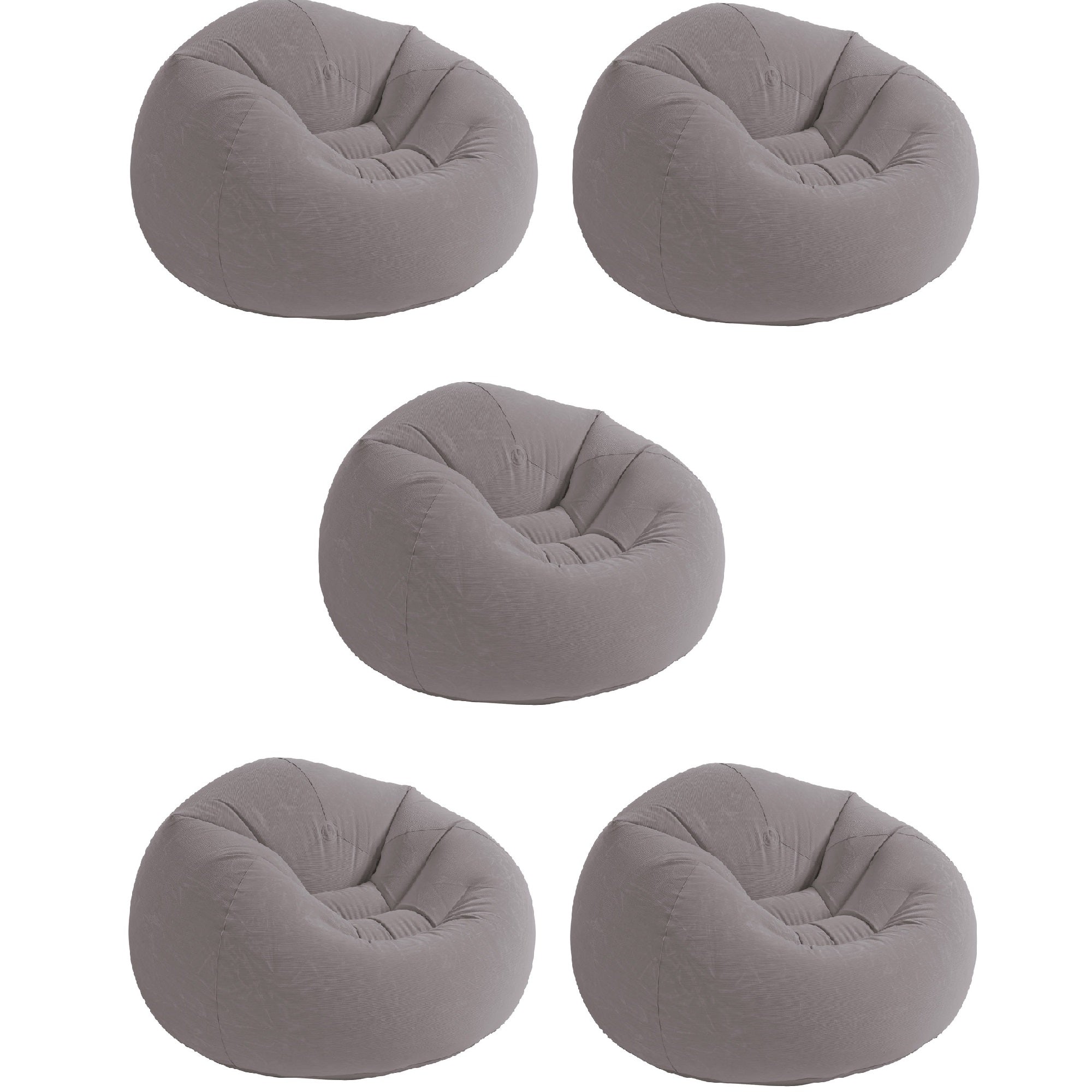 Intex Inflatable Contoured Corduroy Beanless Bag Lounge Chair, Gray (5 Pack) - VMInnovations
