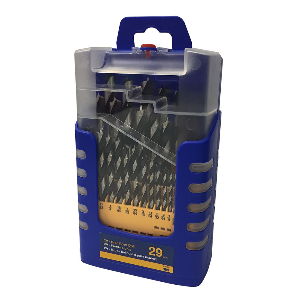 Fisch 29 Pc Vanadium Steel Brad Point Drill Bit Set for Woodworking (For Parts)