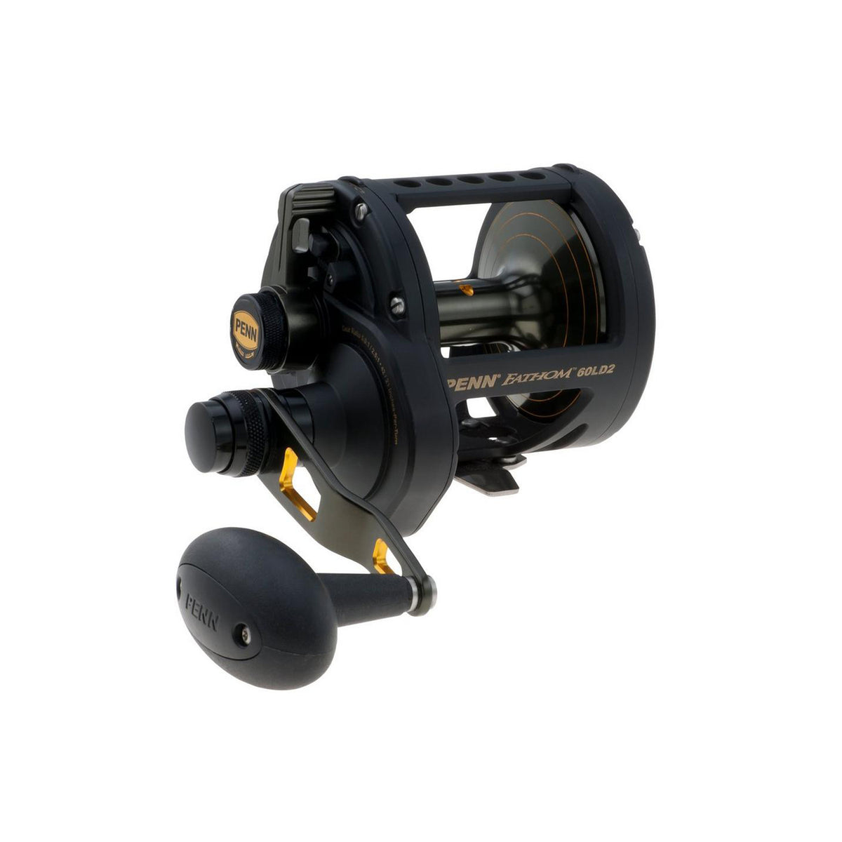 Penn FTH60LD2 Fathom Lever Drag 2 Speed Right Handed Compact Fishing Reel, Black