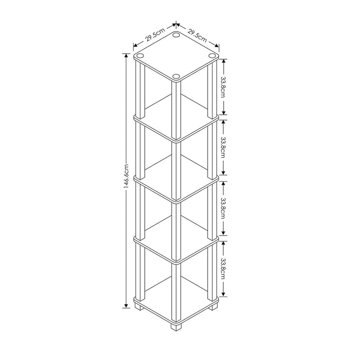 Furinno Turn-N-Tube 5 Tier Wooden Bedroom Corner Display Shelf, Black (Open Box) - VMInnovations