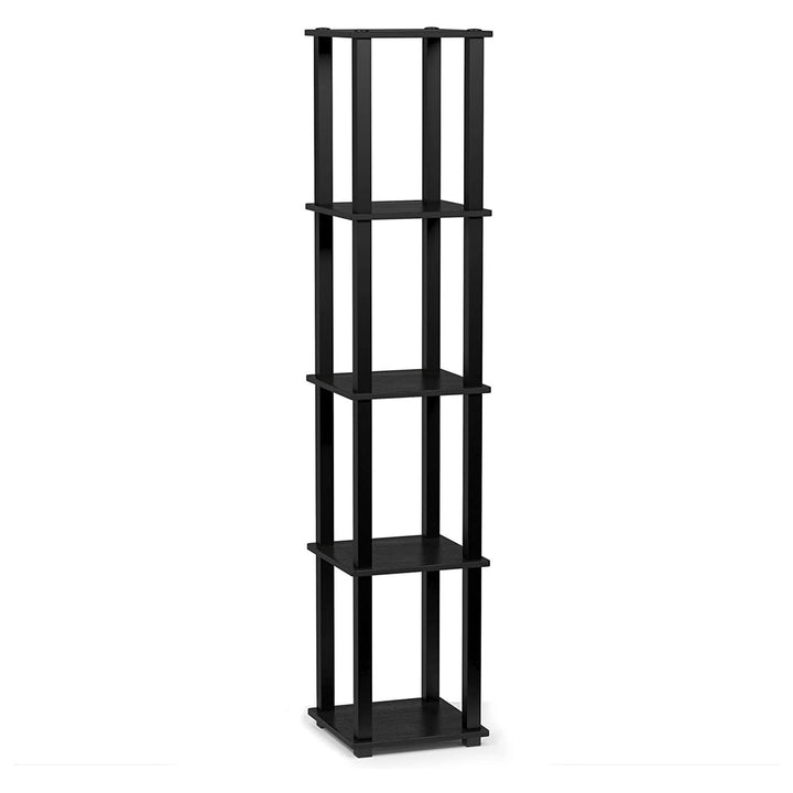 Furinno Turn-N-Tube 5 Tier Wooden Bedroom Corner Display Shelf, Black (Open Box) - VMInnovations