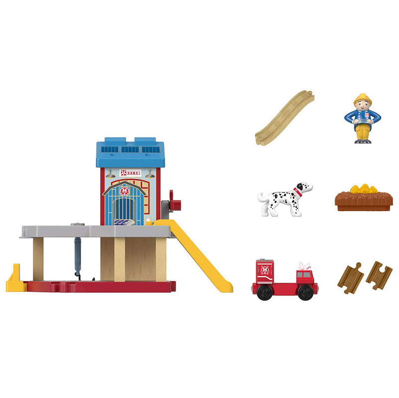 Thomas & Friends FVD12 Wooden SSRC Rescue Firehouse Thomas the Tank Engine, Red