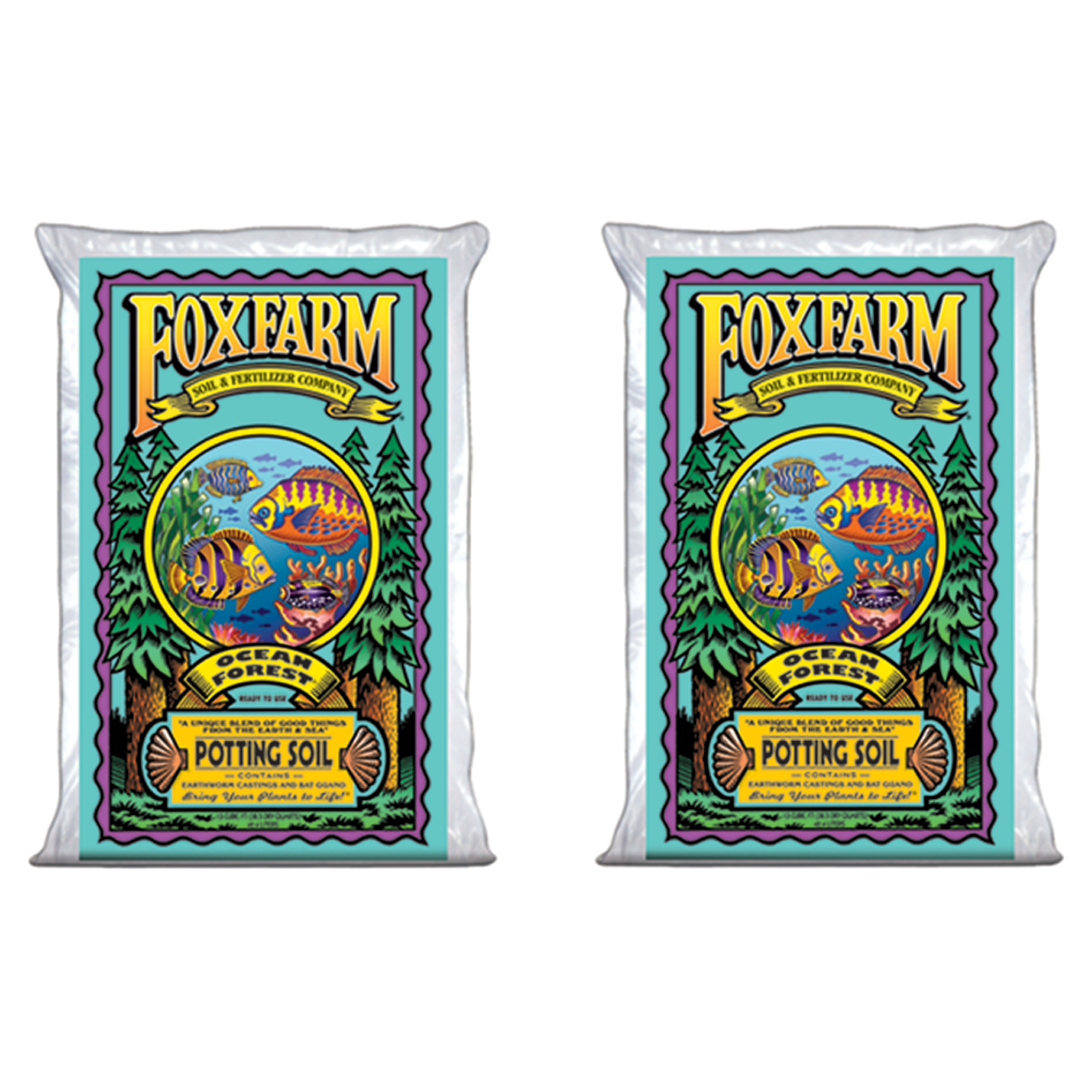Foxfarm Ocean Forest Garden Potting Soil Bags 6.3-6.8 pH, 1.5 Cu Ft (2 Pack) - VMInnovations