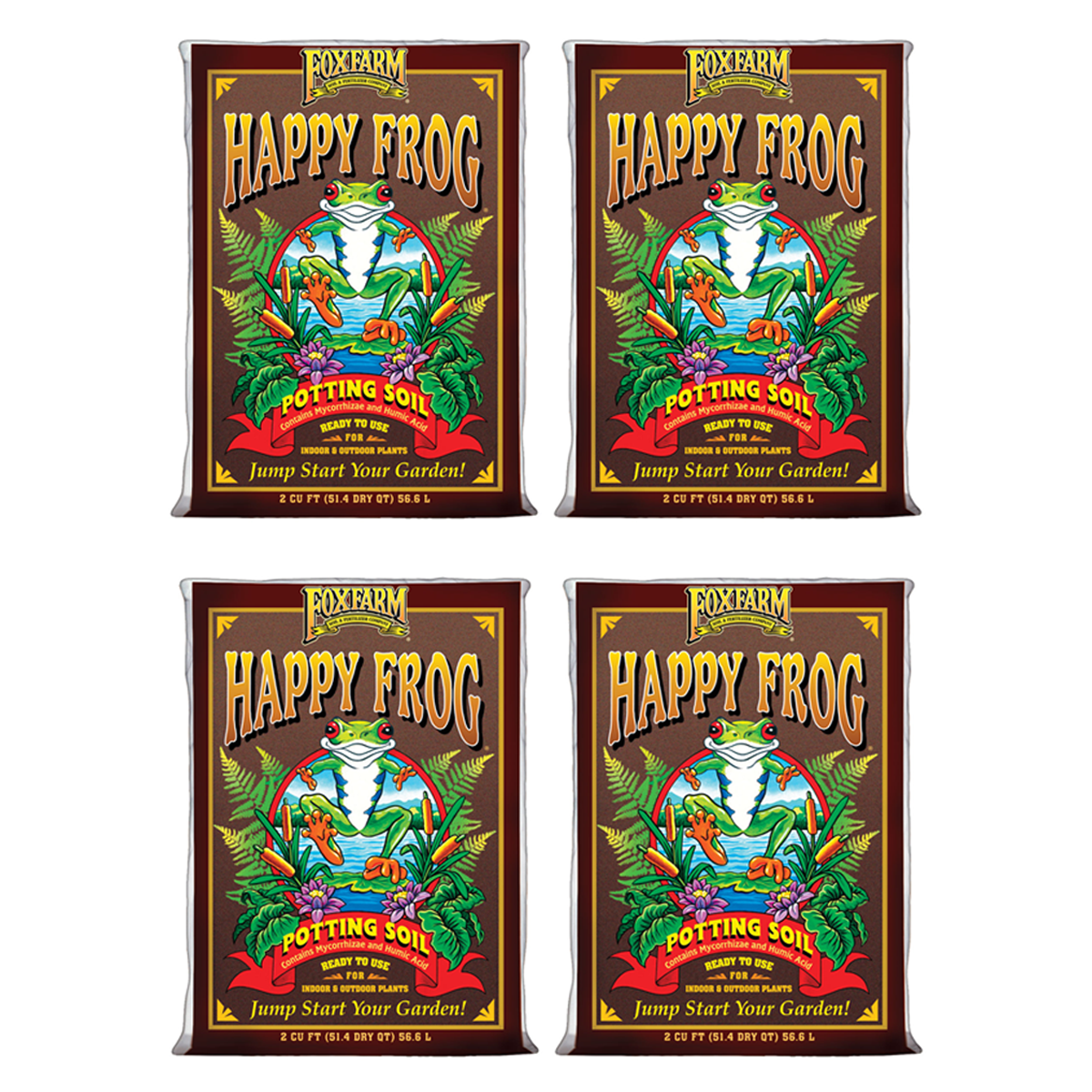 FoxFarm Happy Frog pH Adjusted Garden Potting Soil Bag,1.5 Cubic Feet (4 Pack) - VMInnovations