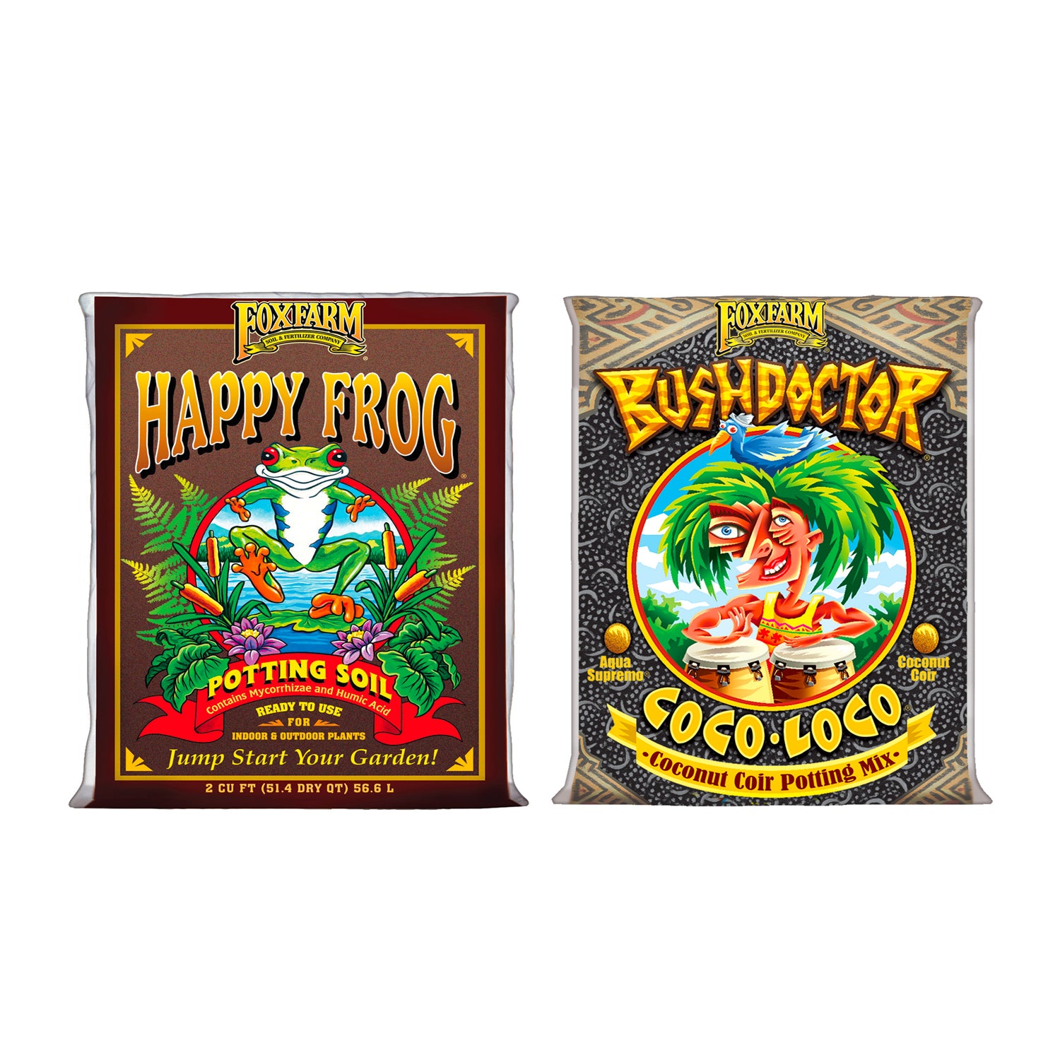 FoxFarm Happy Frog Potting Soil Bag and Bush Doctor Coco Loco Soil Bag Bundle - VMInnovations