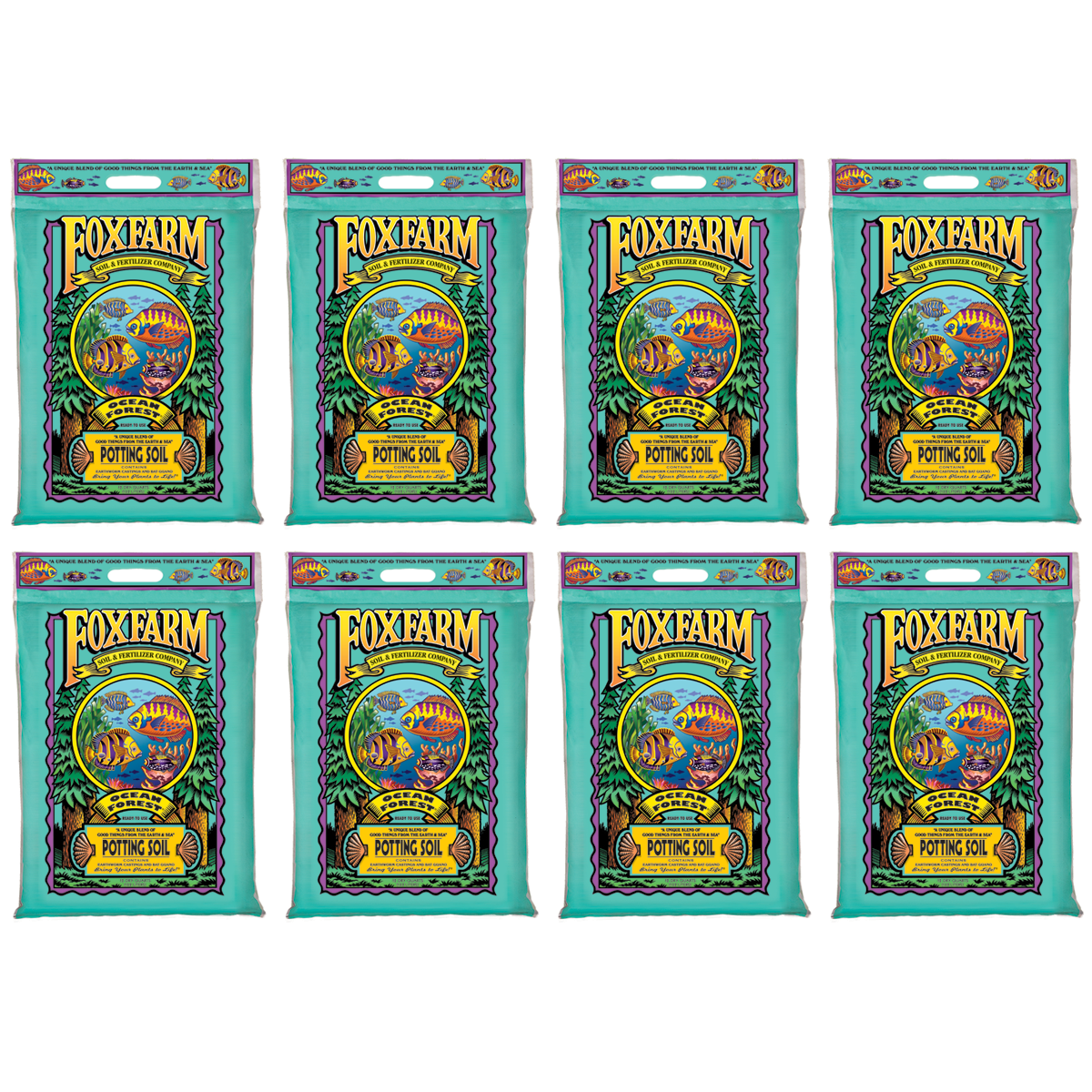 Foxfarm FX14053 Ocean Forest Organic Garden Potting Soil Mix 12 Quarts (8 Pack) - VMInnovations