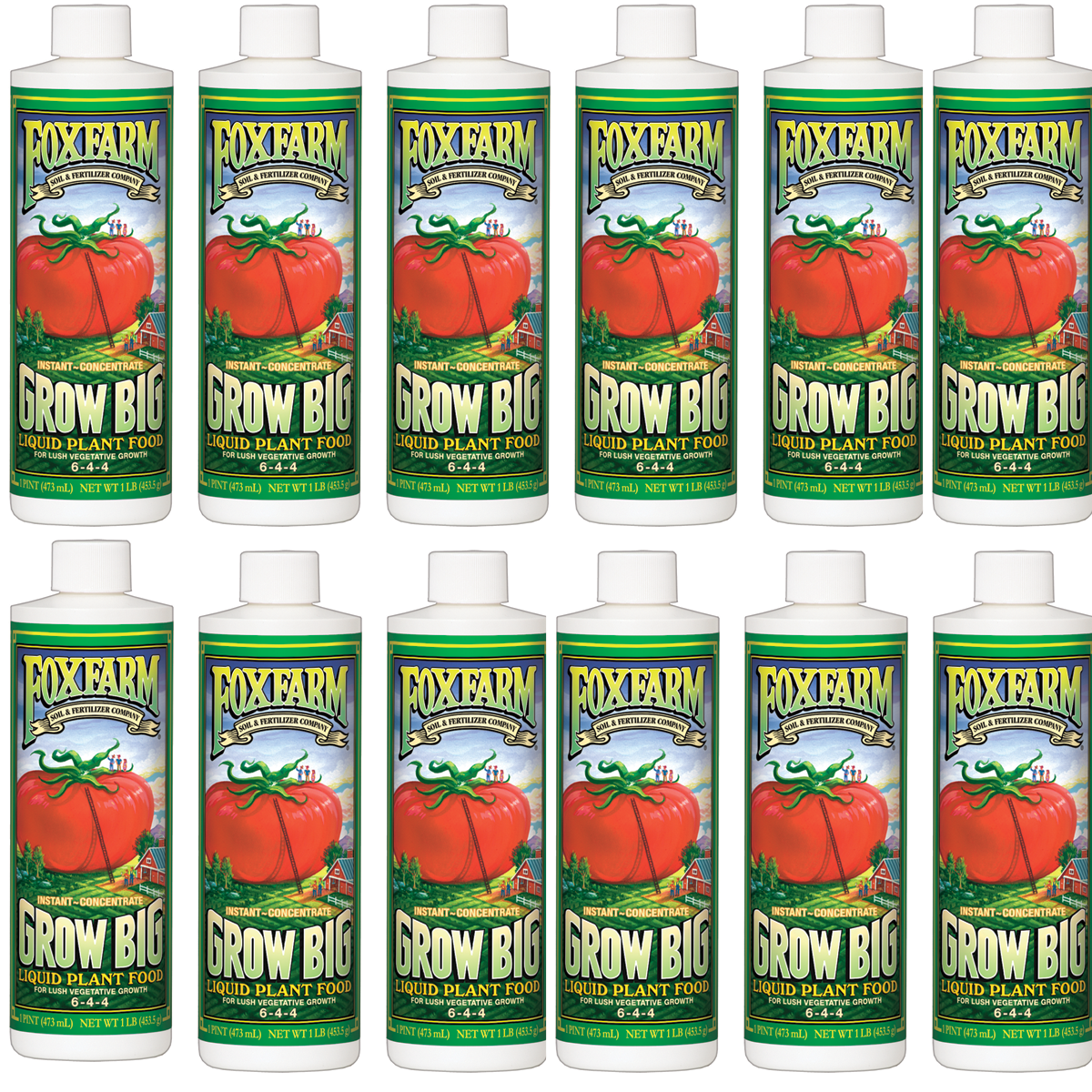 FoxFarm FX14092 Grow Big 1 Pint Liquid Concentrate Plant Fertilizer, 12 Pack - VMInnovations