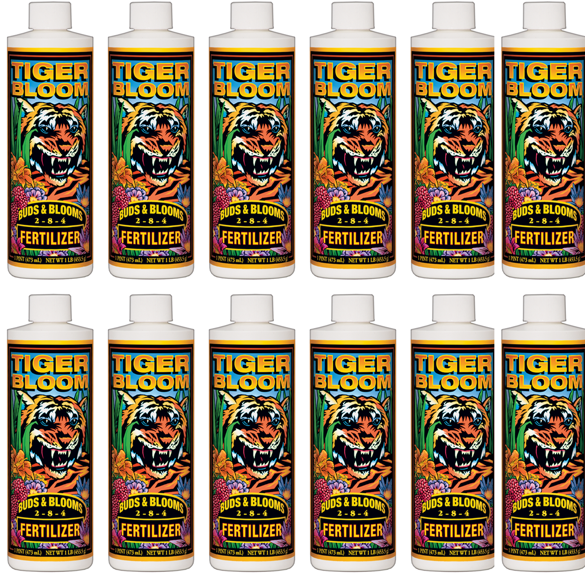 FoxFarm FX14093 Tiger Bloom Liquid Concentrate Plant Fertilizer, 1 Pint, 12 Pack - VMInnovations