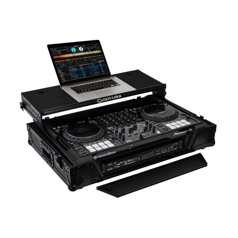 Odyssey Pioneer Flight Case with 1U Rack Space Glide Platform and Wheels, Black - VMInnovations