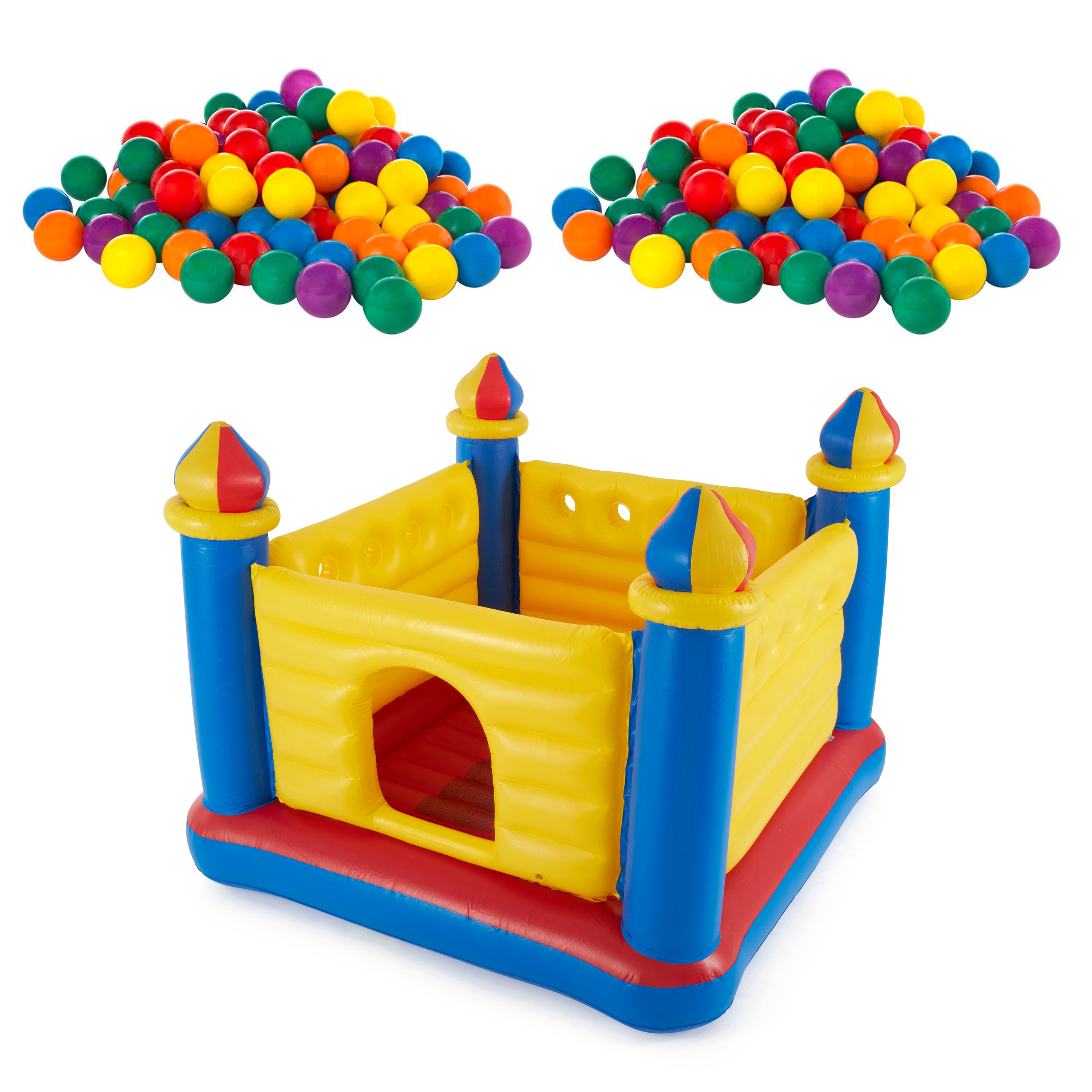 Intex 100-Pack Plastic Balls (2 Pack) w/ Inflatable Ball Pit Bouncer Ages 3-6 - VMInnovations