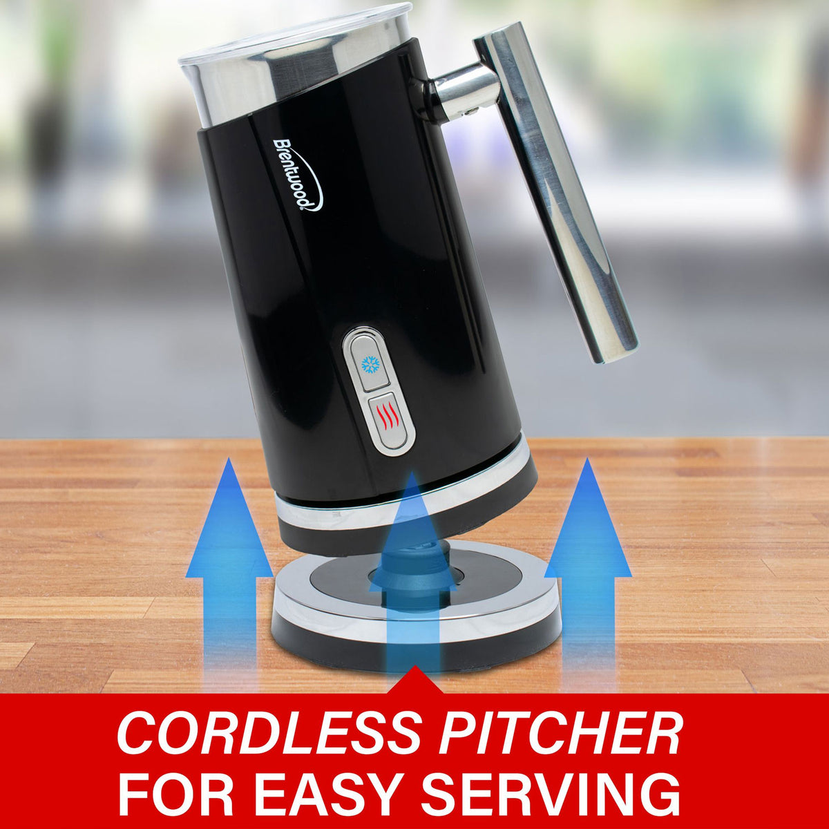 Brentwood GA-301BK 300ml (10oz) Cordless Electric Milk Frother & Warmer, Black