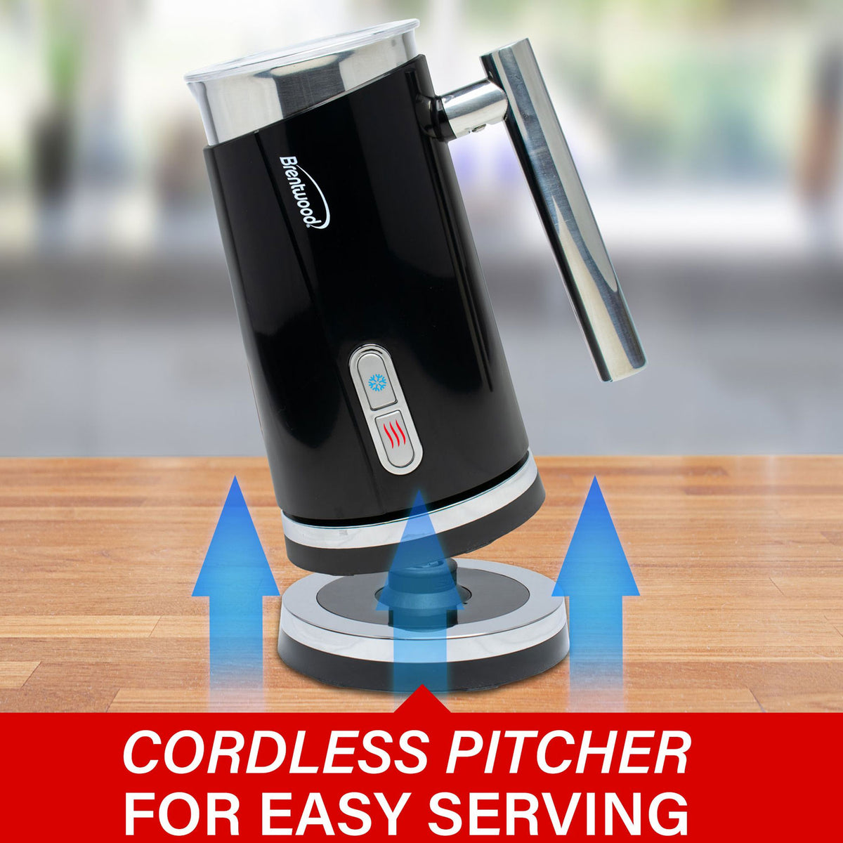 Brentwood GA-301BK 300ml (10oz) Cordless Electric Milk Frother & Warmer, Black