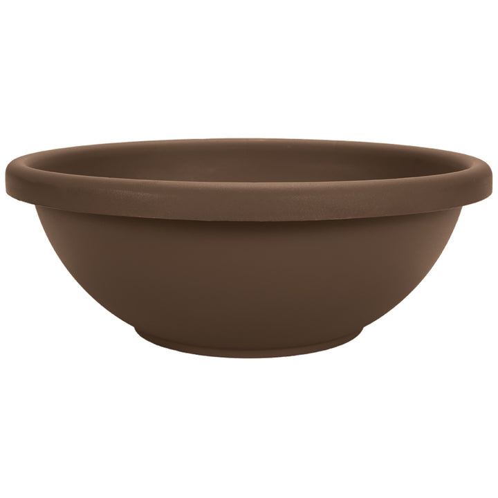 HC Companies 14 Inch Classic Plastic Garden Round Bowl Planter Pot, Chocolate - VMInnovations