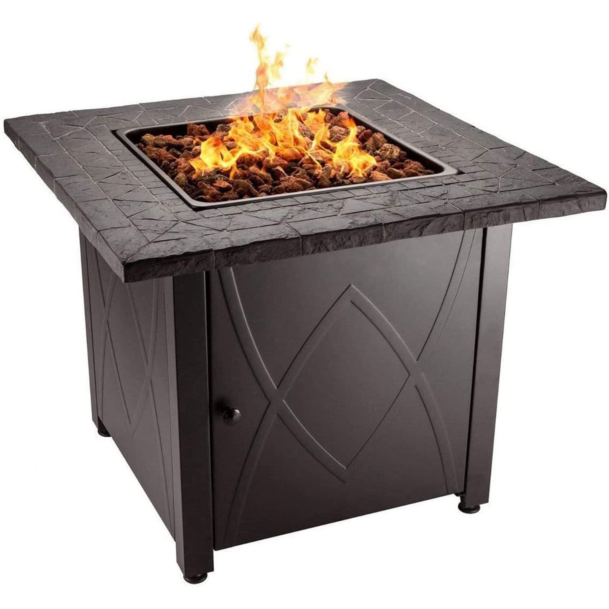Endless Summer 30 inch Outdoor Gas Lava Rock Patio Fire Pit, Brown (For Parts) - VMInnovations