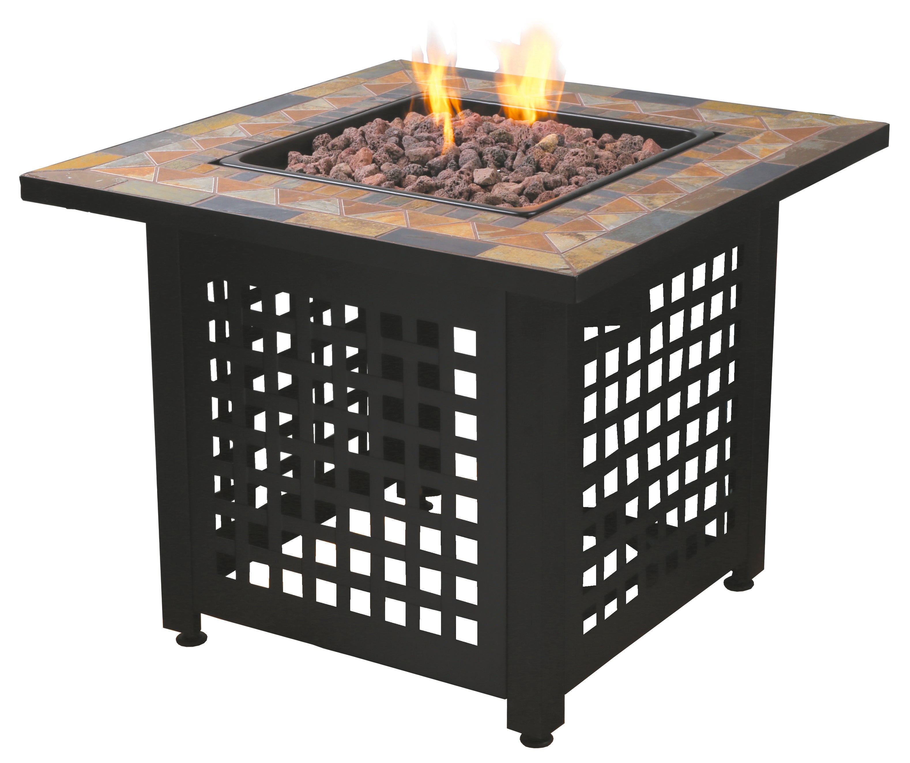Endless Summer Propane Powered Square Outdoor Patio Firetable with Lava Rocks