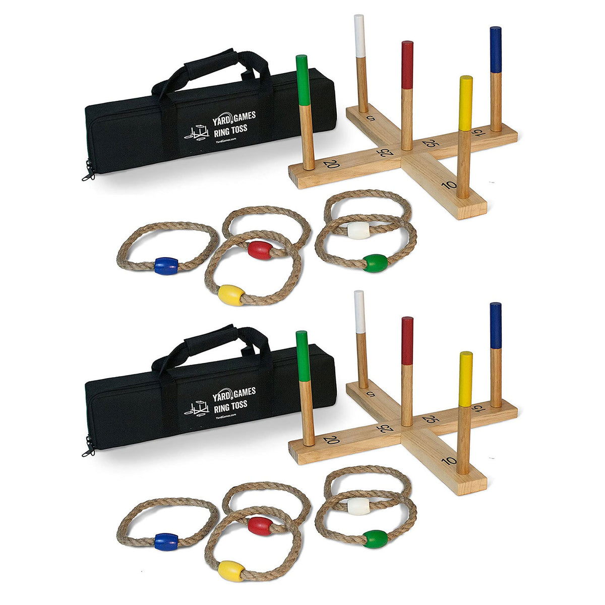 YardGames Portable Outdoor Wooden Ring Toss Game with Carrying Case (2 Pack)