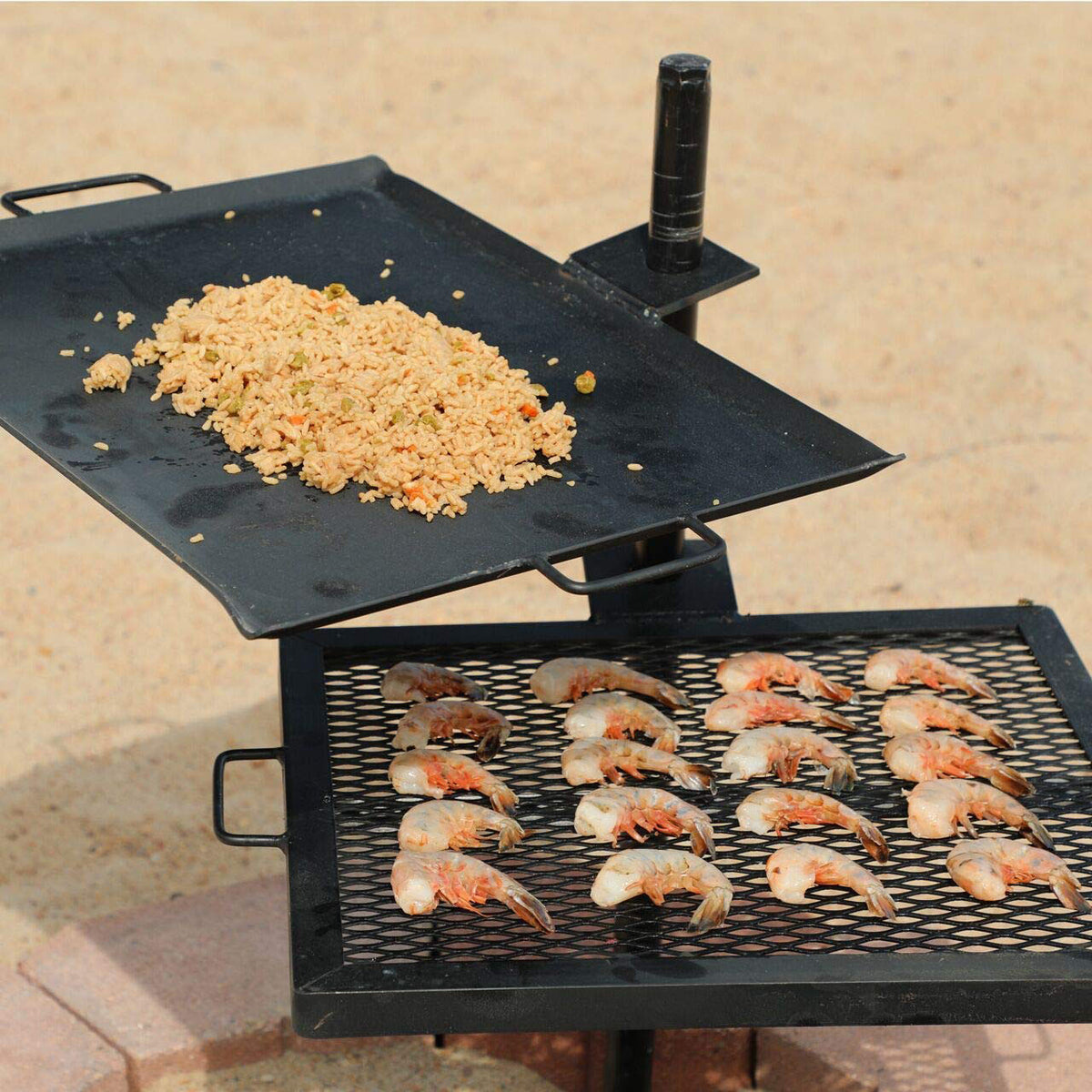 GameMaker Heavy Duty Gravity Combo Open Fire Camping Grill and Griddle(Open Box)