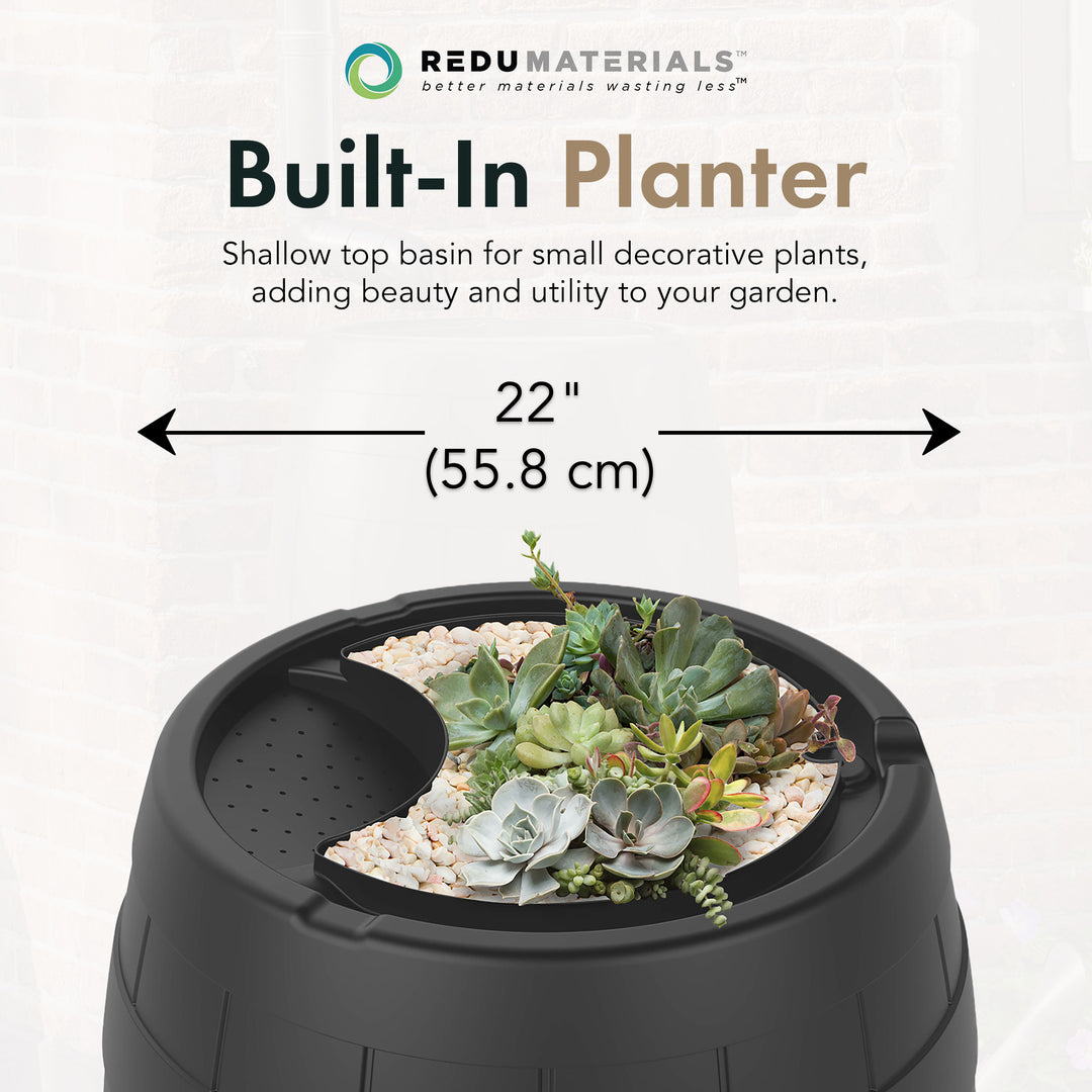 Garden Central Knock Down Rain Barrel w/ Rust Proof Brass Spigot, 39 Gal, Black