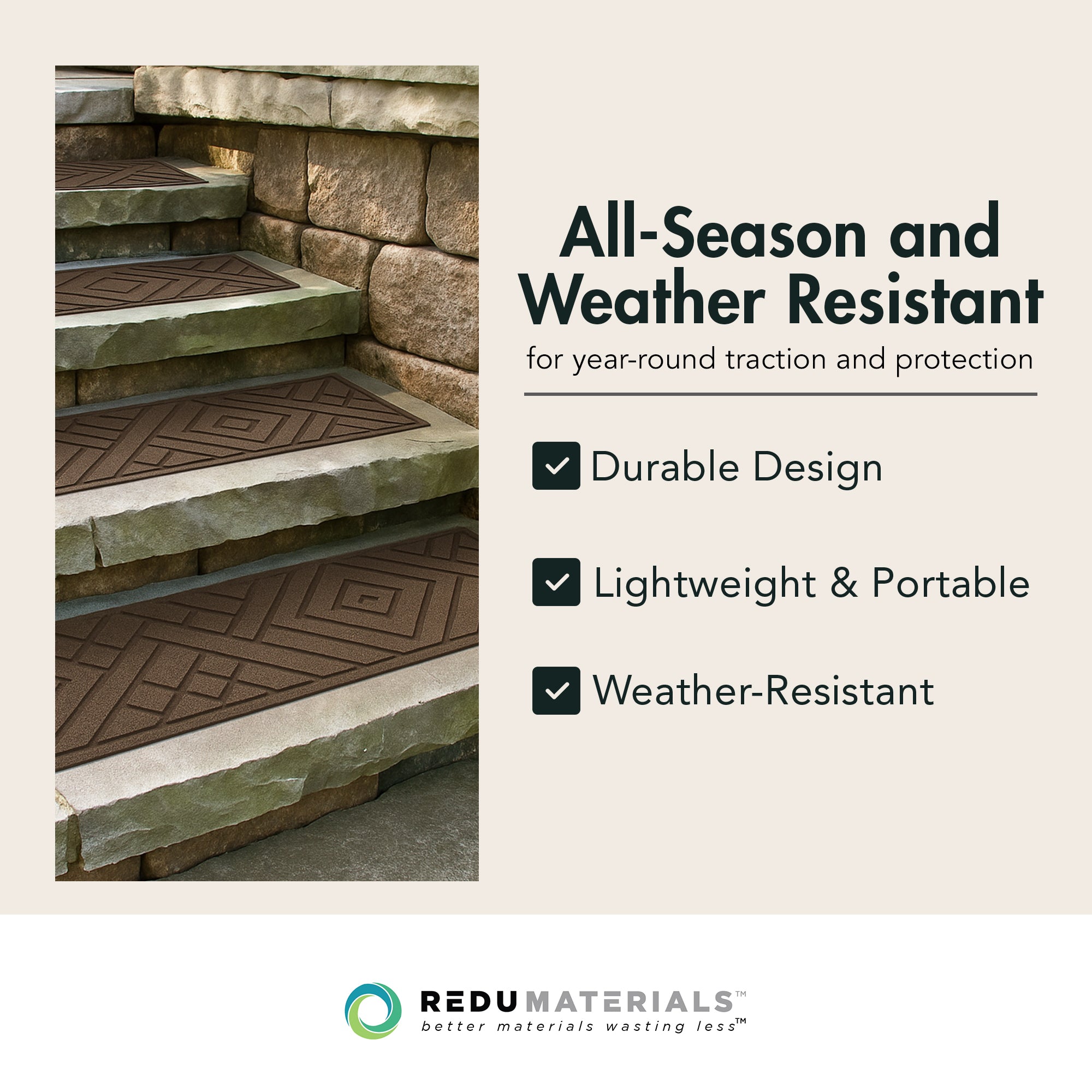 Garden Central 4 Pack 10"x36" Diamond Weave Stair Tread Decorative Panels, Brown - VMInnovations