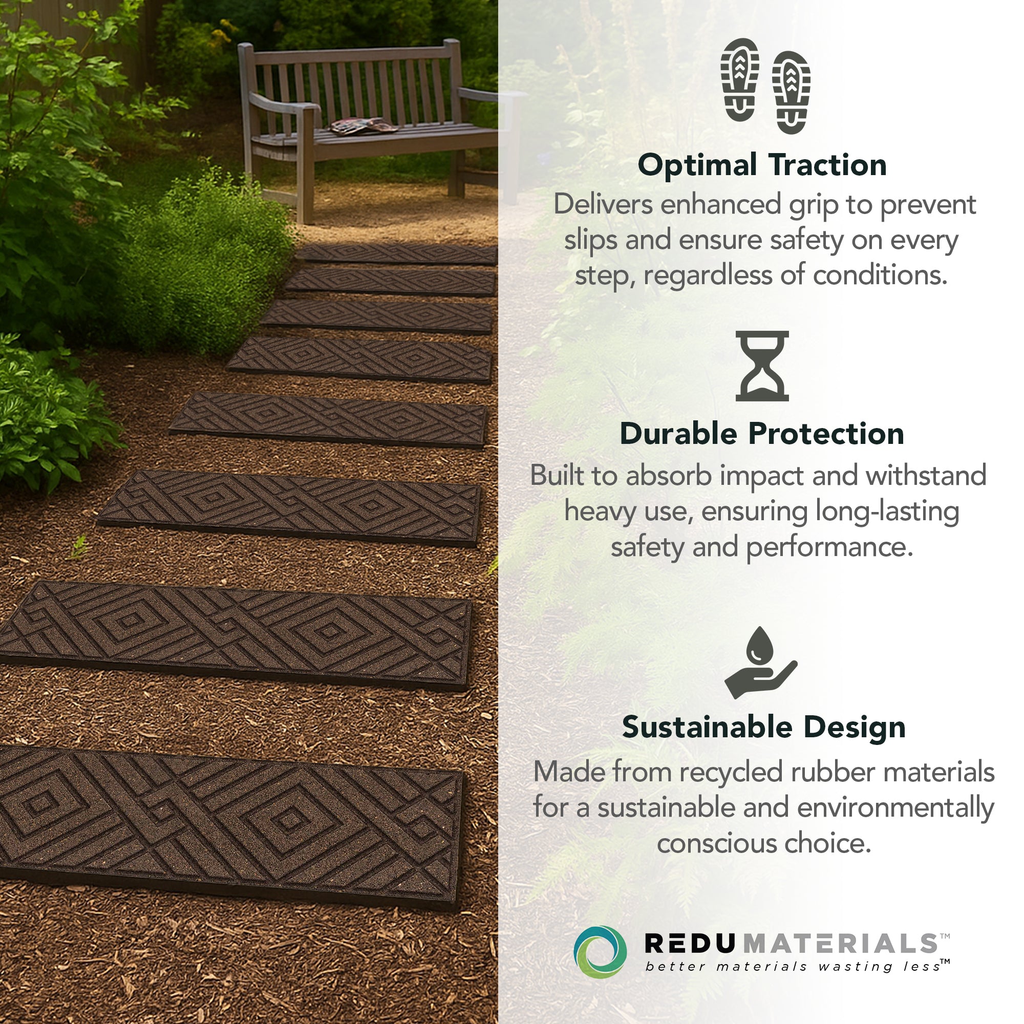 Garden Central 4 Pack 10"x36" Diamond Weave Stair Tread Decorative Panels, Brown - VMInnovations