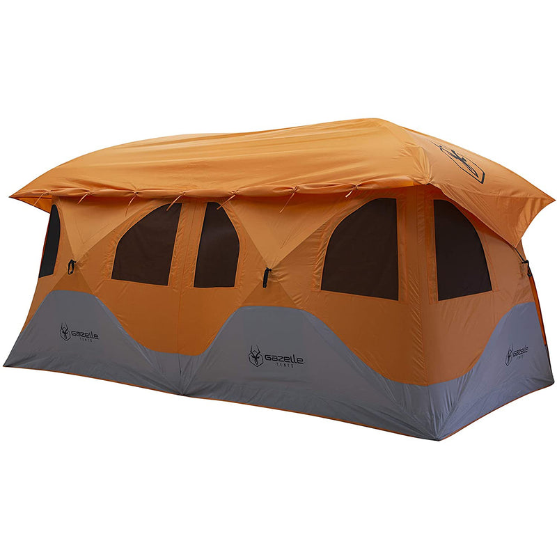 Gazelle T8 Extra Large 8 Person Portable Instant Pop Up Camping Hub Tent, Orange