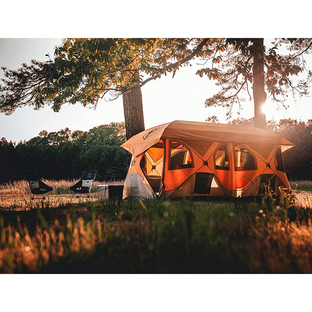 Gazelle T8 Extra Large 8 Person Portable Instant Pop Up Camping Hub Tent, Orange