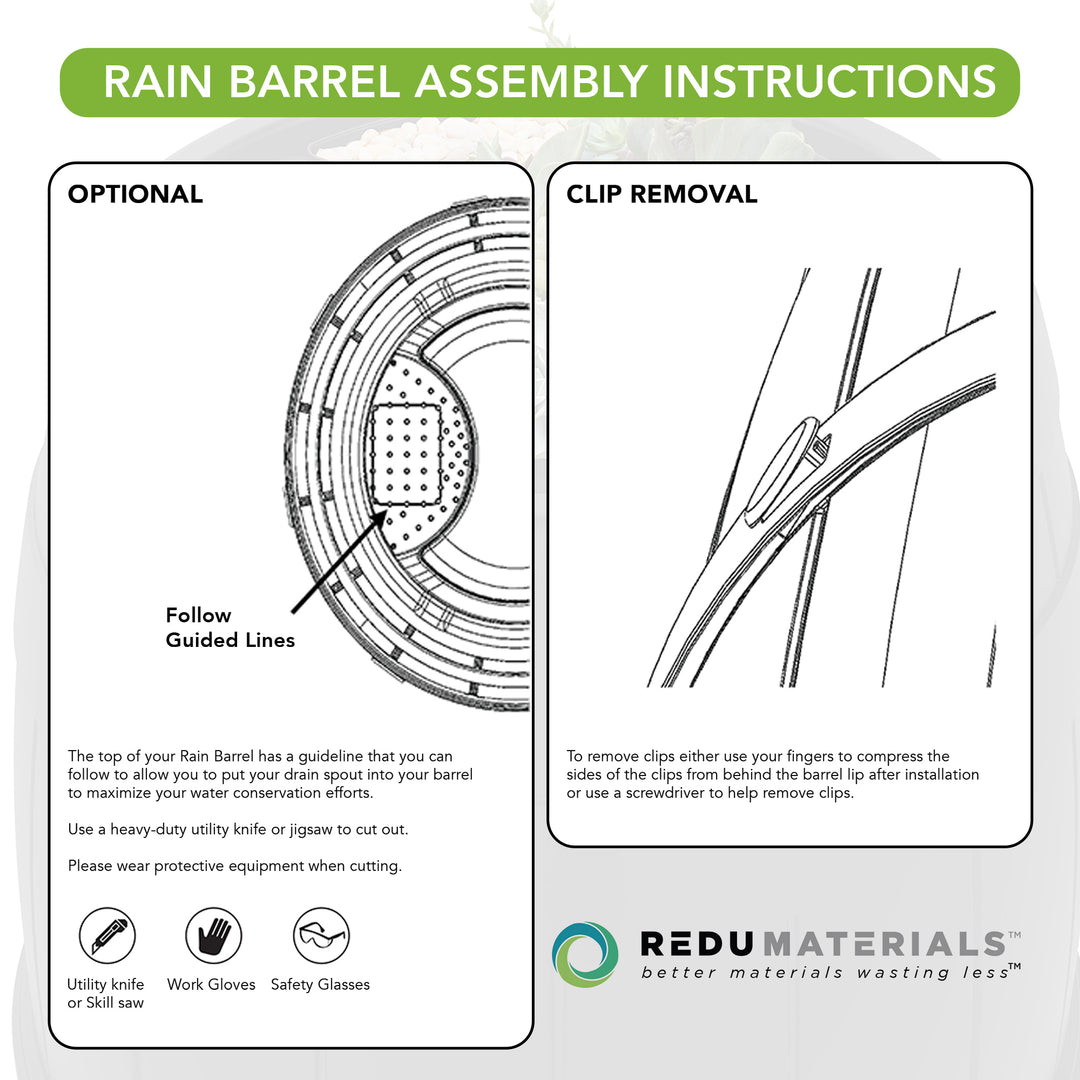 Garden Central Knock Down Rain Barrel w/ Rust Proof Brass Spigot, 39 Gal, Black