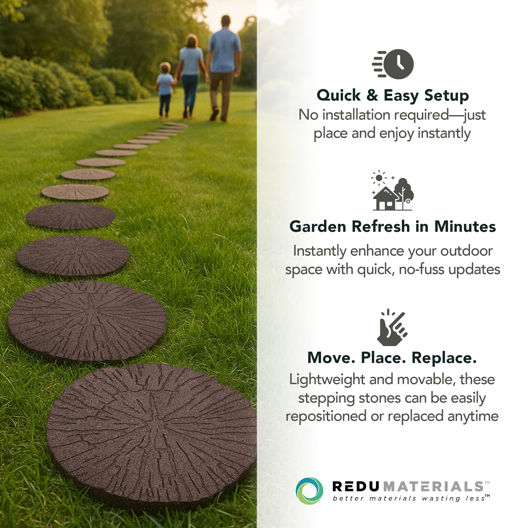 Garden Central 4pk 18x18" Cracked Log Round Decorative Stepping Stones(Open Box)