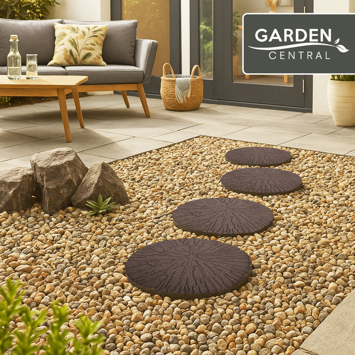 Garden Central 4 Pack 18x18" Cracked Log Round Decorative Stepping Stones, Brown - VMInnovations