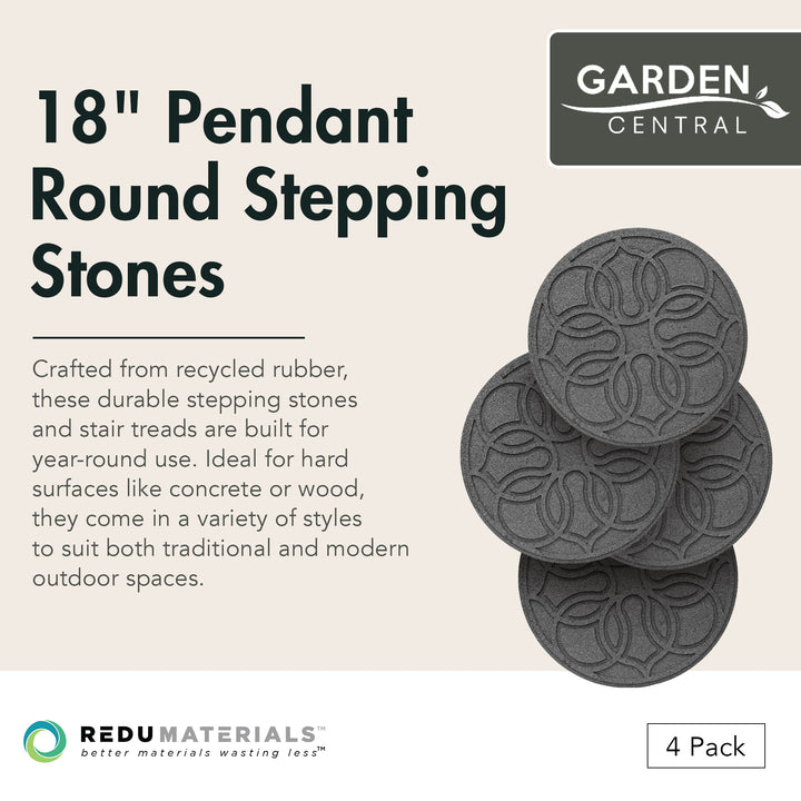 Garden Central 4 Pack 18" x 18" Pendant Round Decorative Stepping Stones, Grey