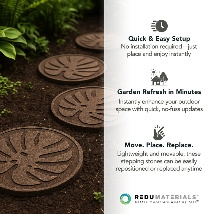 Garden Central 4 Pack 18" x 18" Tropical Leaf Decorative Stepping Stones, Brown