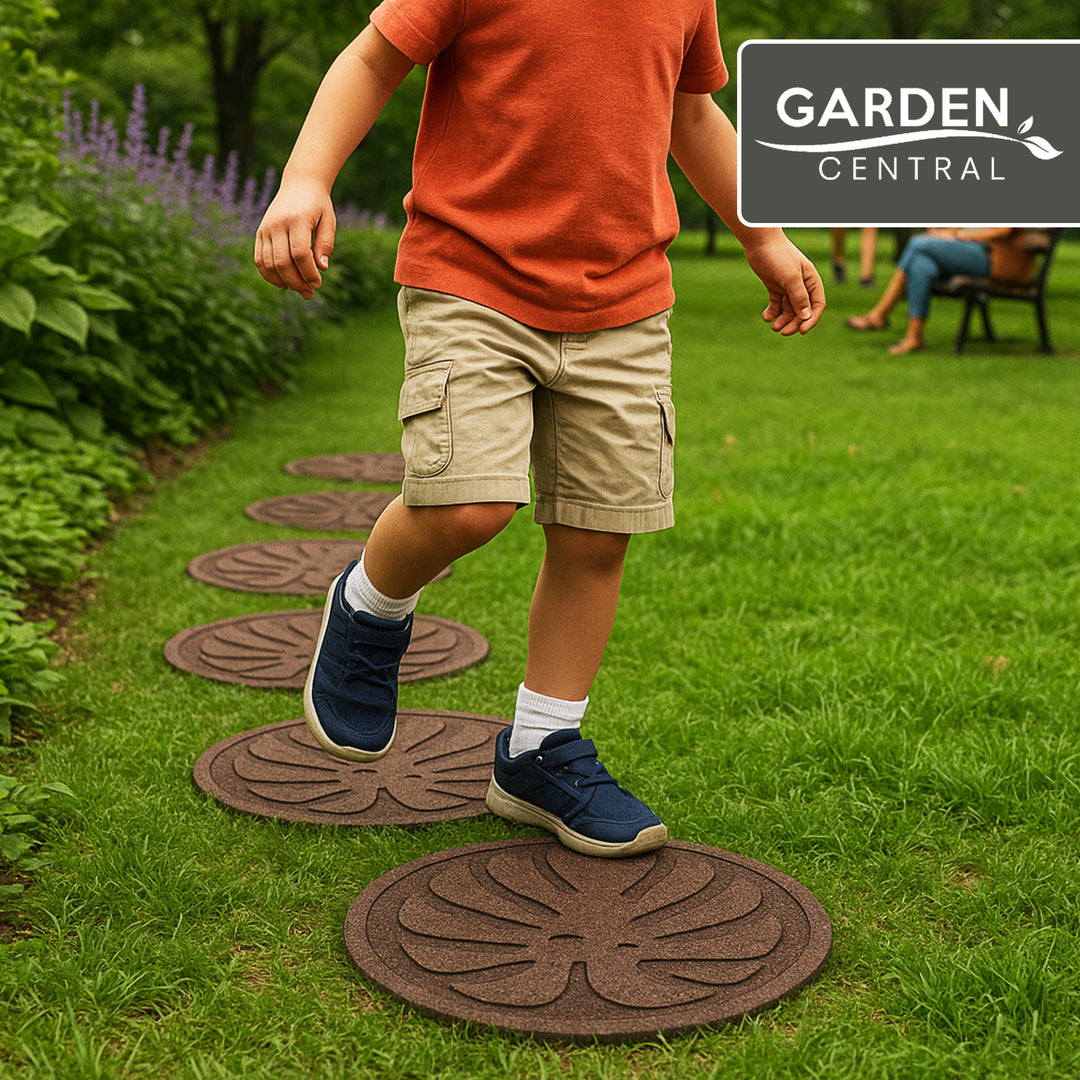 Garden Central 4 Pack 18" x 18" Tropical Leaf Decorative Stepping Stones, Brown