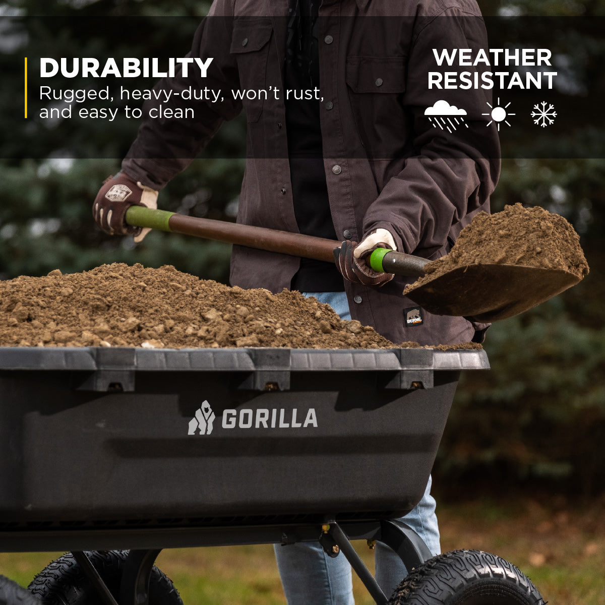 Gorilla Carts Heavy Duty 12 Cubic Foot Poly Yard Dump Garden Utility Cart, Black
