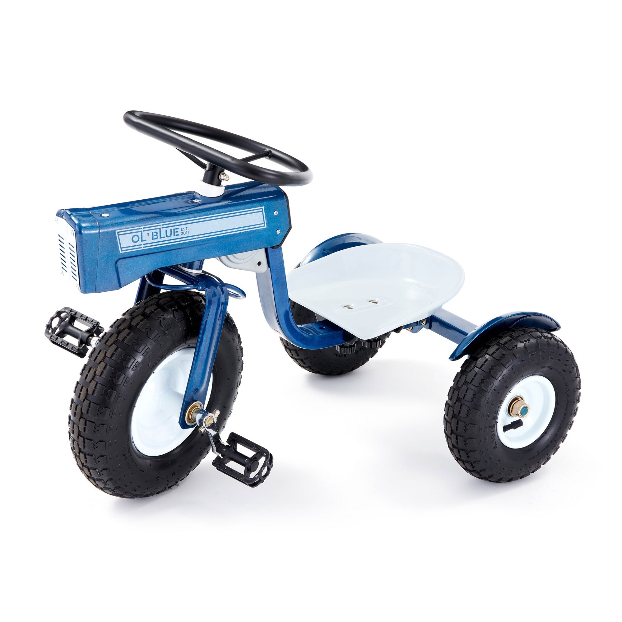 Tricam 22 Inch Kids Steel Ol Blue Tractor Tricycle w/ Adjustable Seat (Open Box) - VMInnovations
