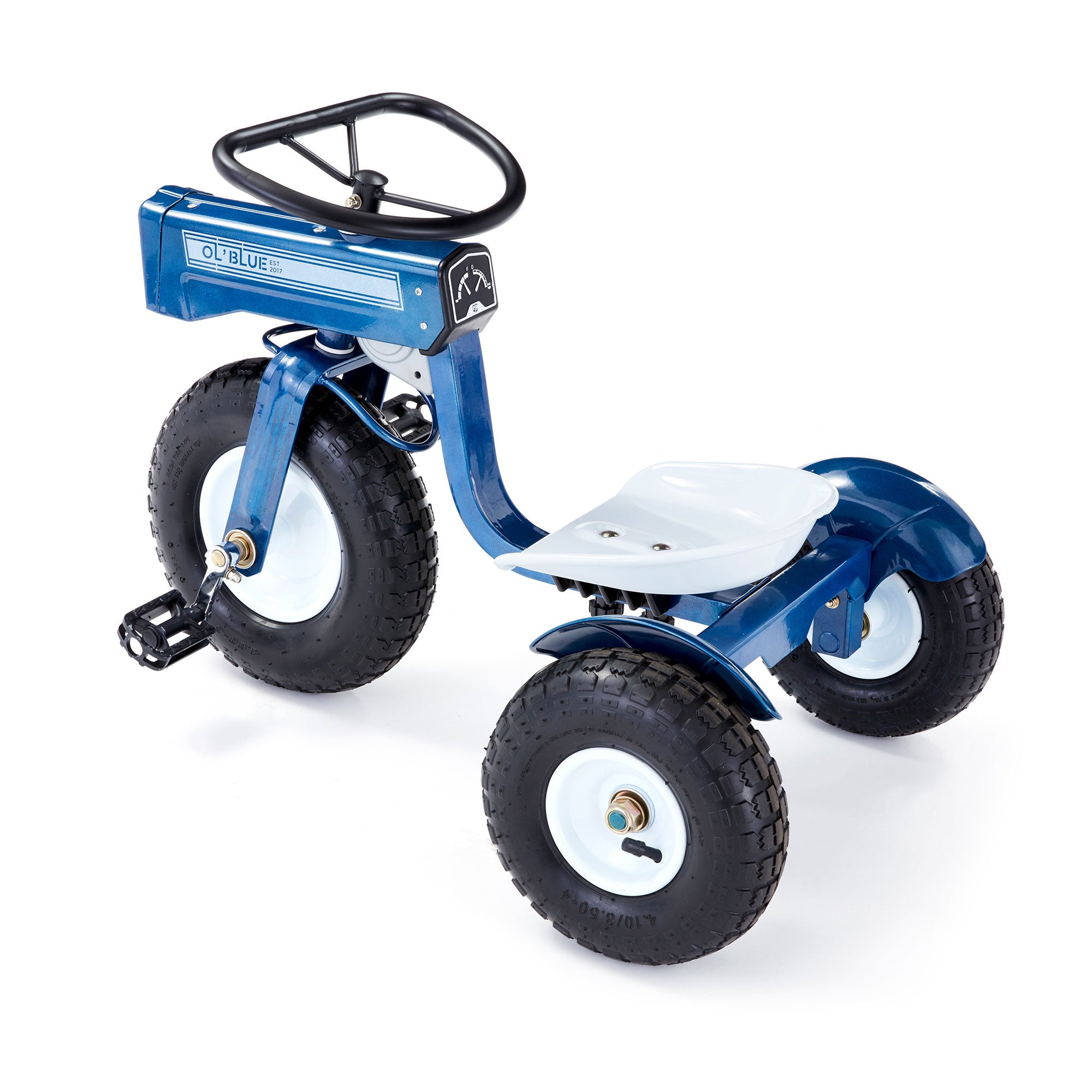 Tricam 22 Inch Kids Steel Ol Blue Tractor Tricycle w/ Adjustable Seat (Open Box) - VMInnovations