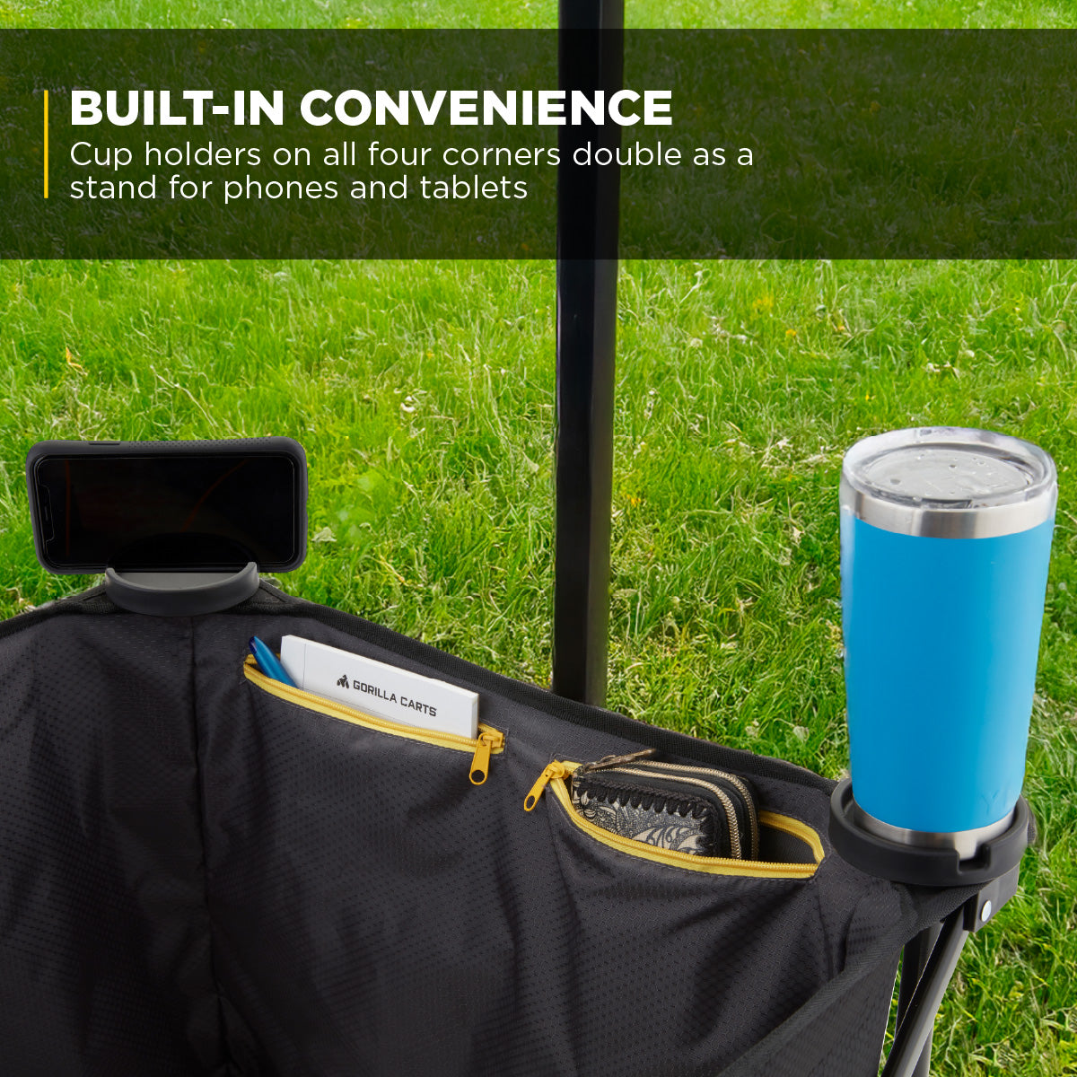 Gorilla Carts 7 Cu Ft Collapsible Outdoor Utility Wagon,Oversize Bed, Black
