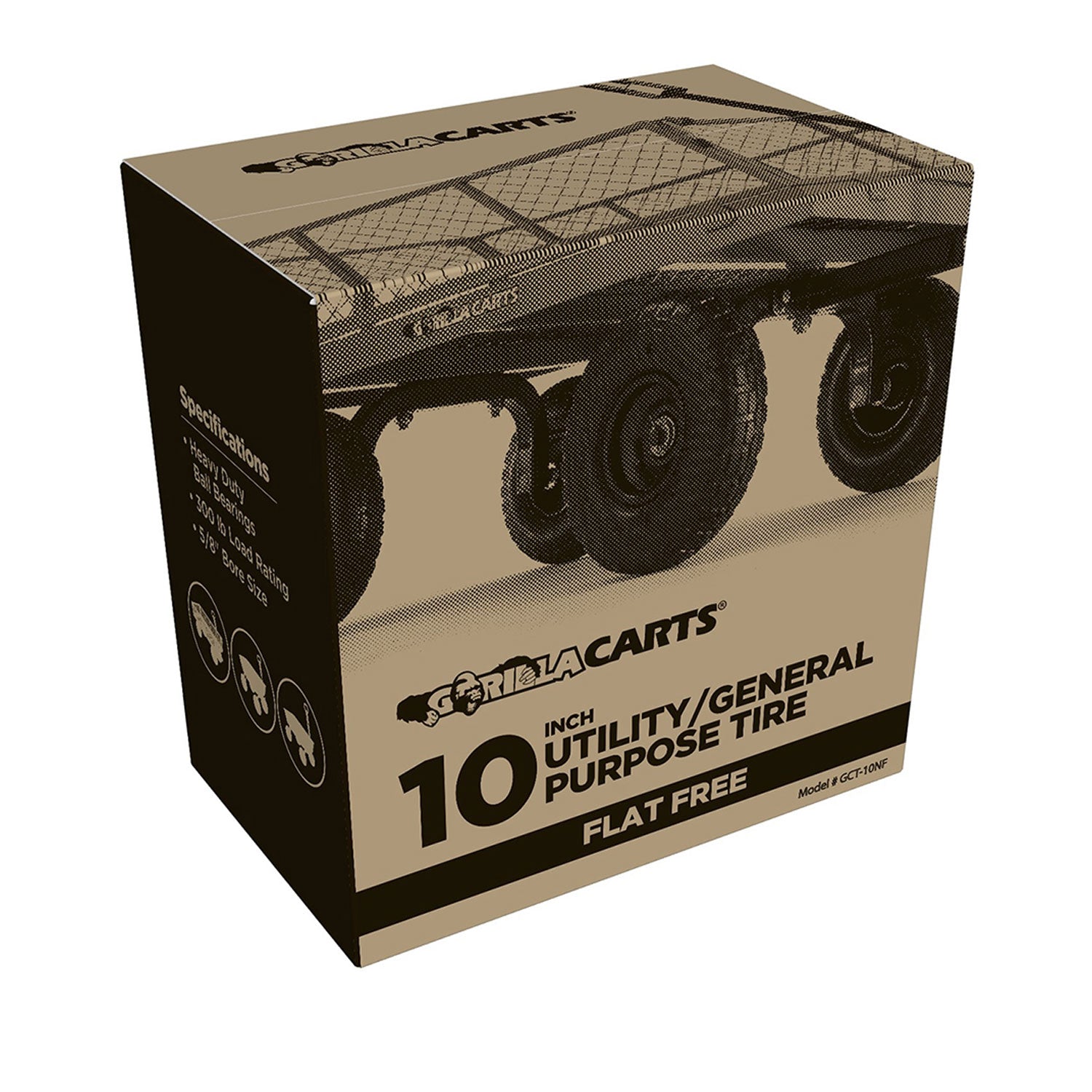 Gorilla Carts 10" No Flat Replacement Tire for Utility Cart, 2 Pack (For Parts) - VMInnovations
