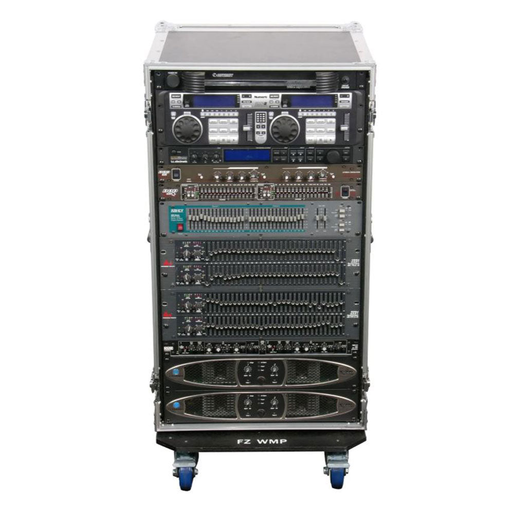 Odyssey FZAR20W Heavy Duty Portable Flight Zone 20 Space Amp Rack With Wheels - VMInnovations
