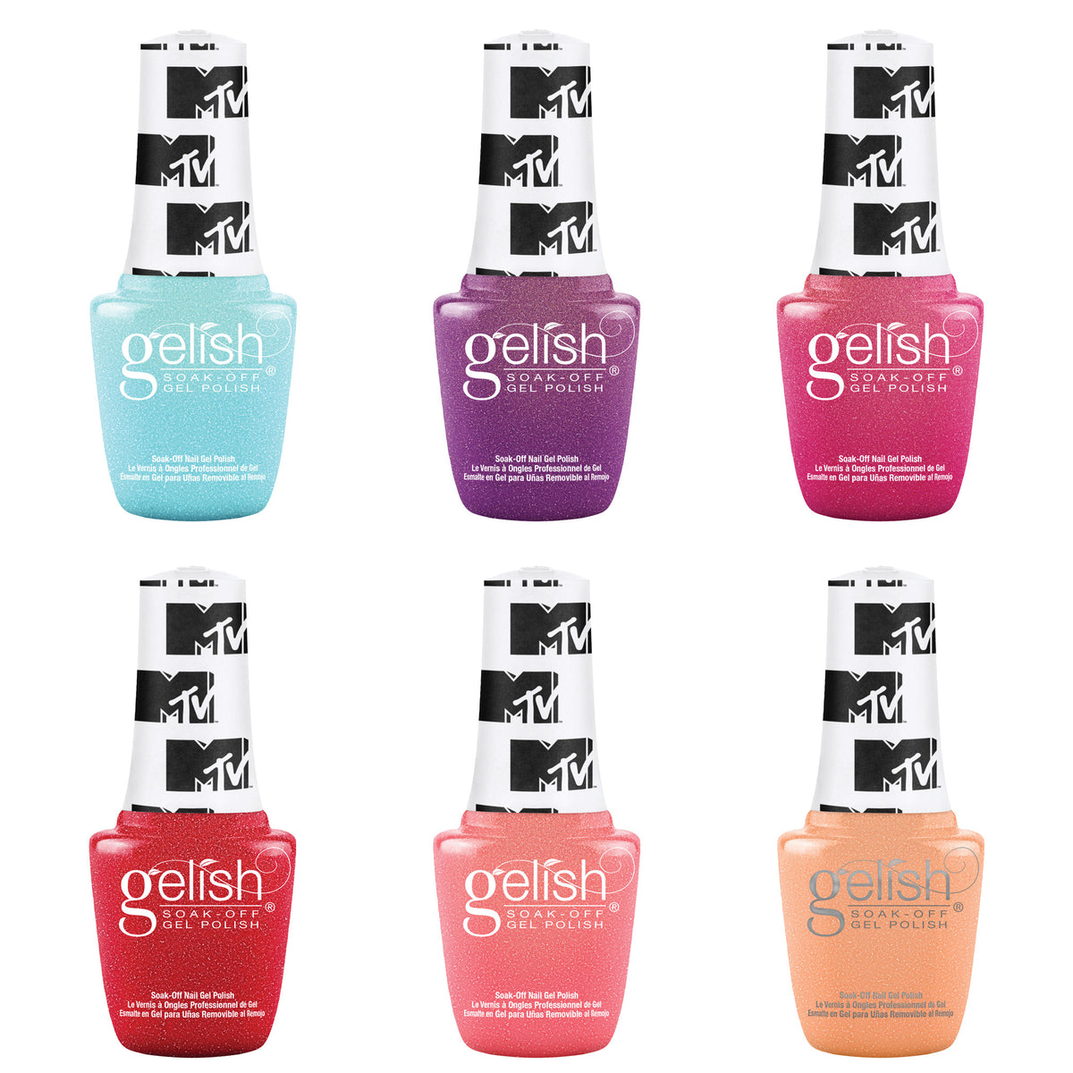 Gelish Summer 2020 MTV Collection 9 mL Soak Off Gel Nail Polish Set, 6 Colors