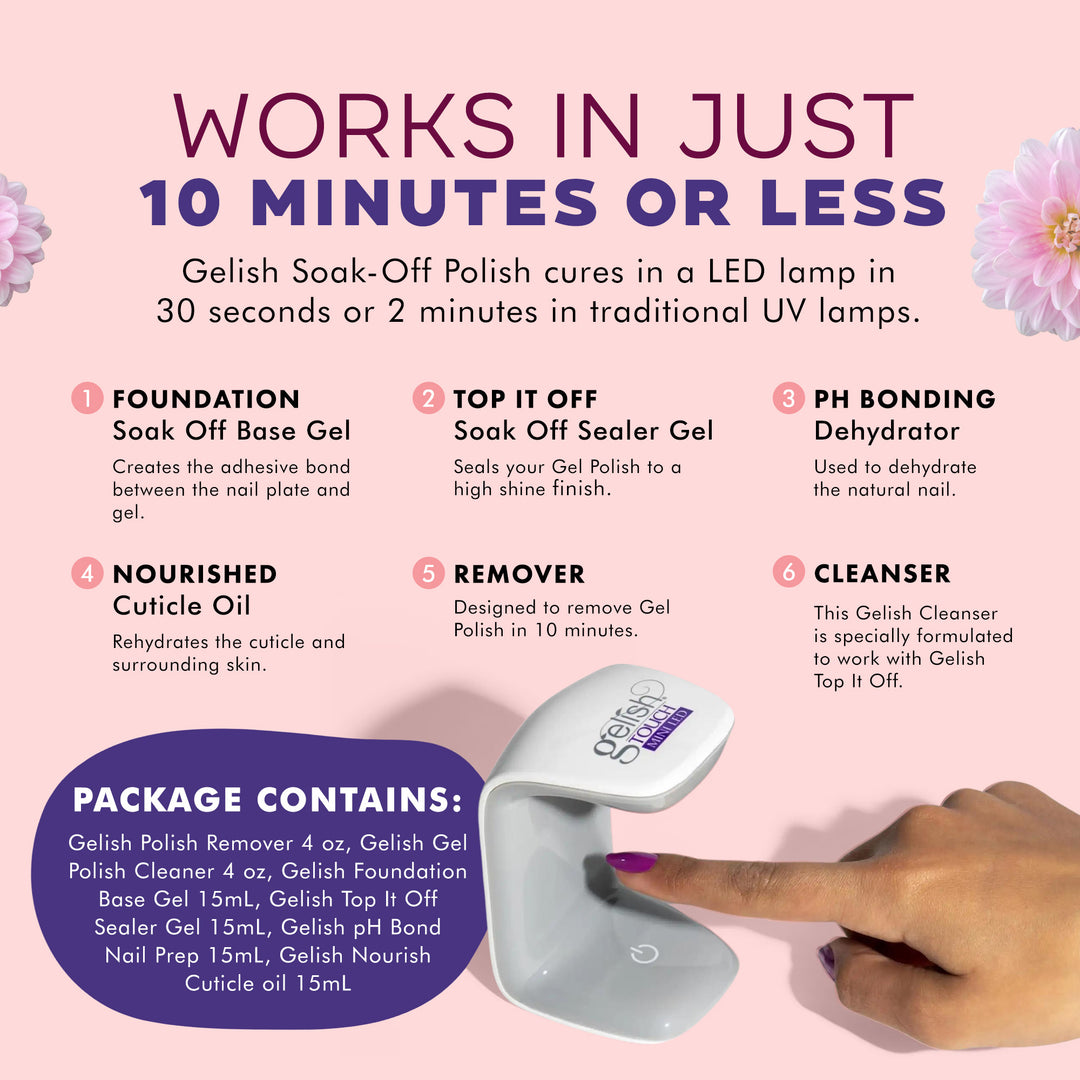 Gelish Full Size Gel Nail Polish Soak Off Remover and Cleanser Basic Care Kit - VMInnovations