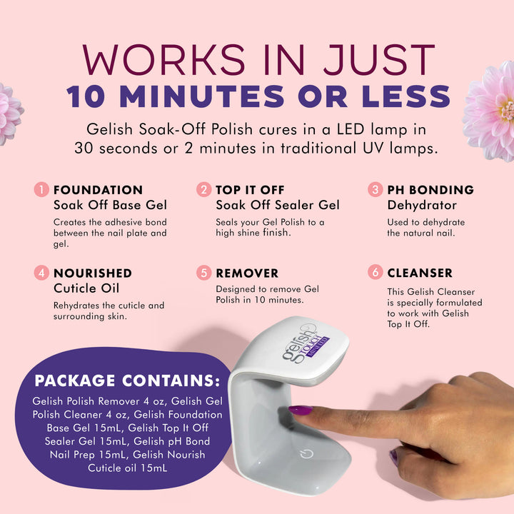Gelish Full Size Gel Nail Polish Soak Off Remover and Cleanser Basic Care Kit - VMInnovations
