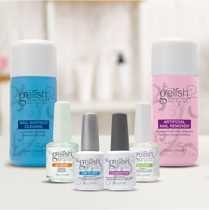Gelish Full Size Gel Nail Polish Soak Off Remover and Cleanser Basic Care Kit - VMInnovations