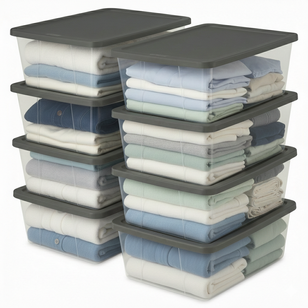 Homz 12 Qt Stackable Plastic Storage Container with Snaplock Lid, Gray (8 Pack) - VMInnovations