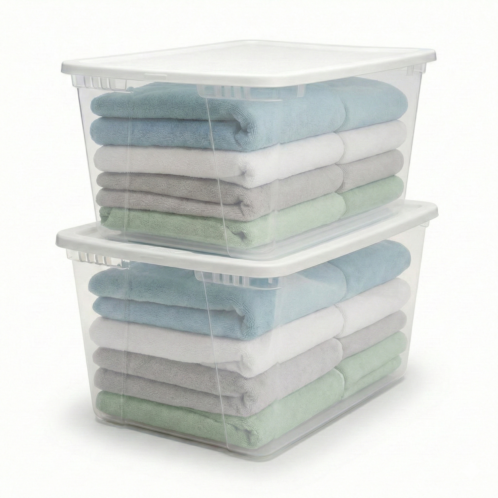 HOMZ 56qt Snaplock Clear Plastic Storage Container Bin with Secure Lid, 2 Pack