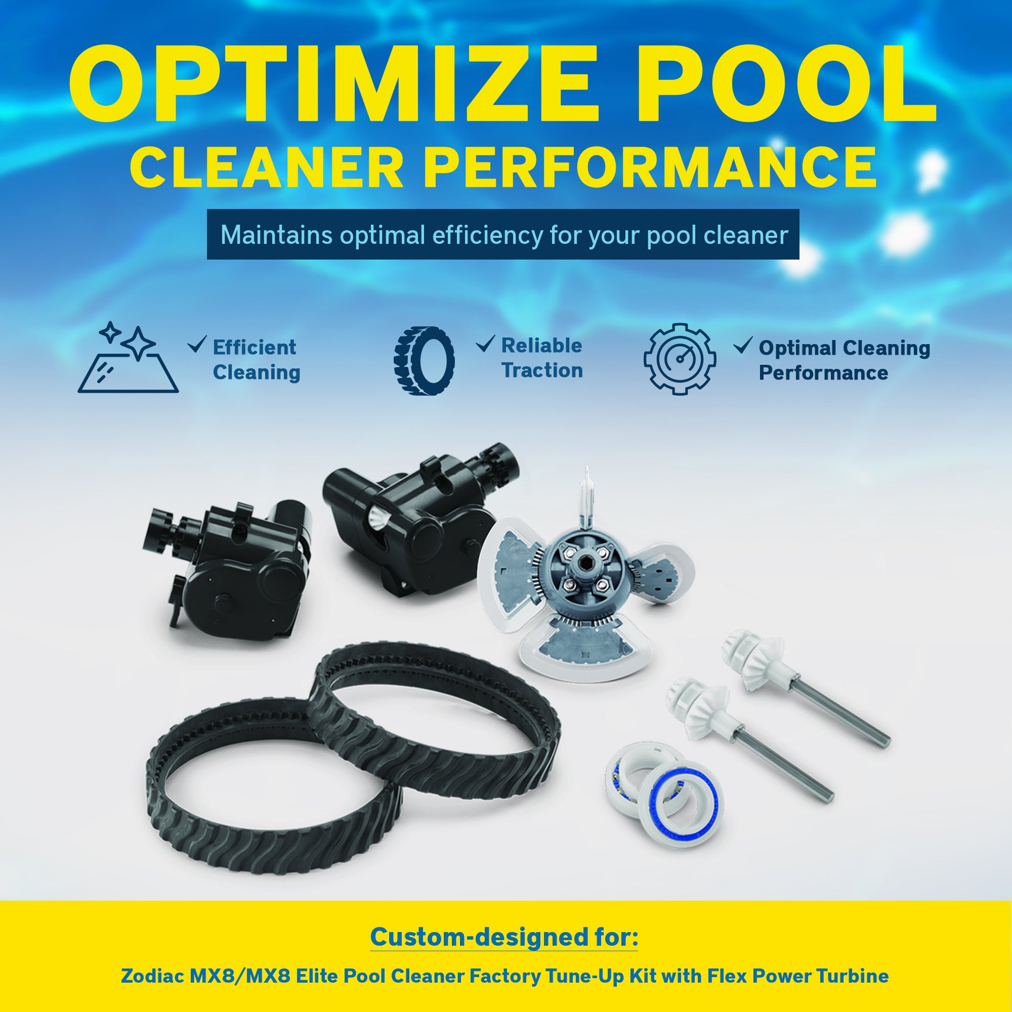 Zodiac MX8/MX8 Elite Pool Cleaner Factory Tune Up Kit with Flex Power Turbine - VMInnovations